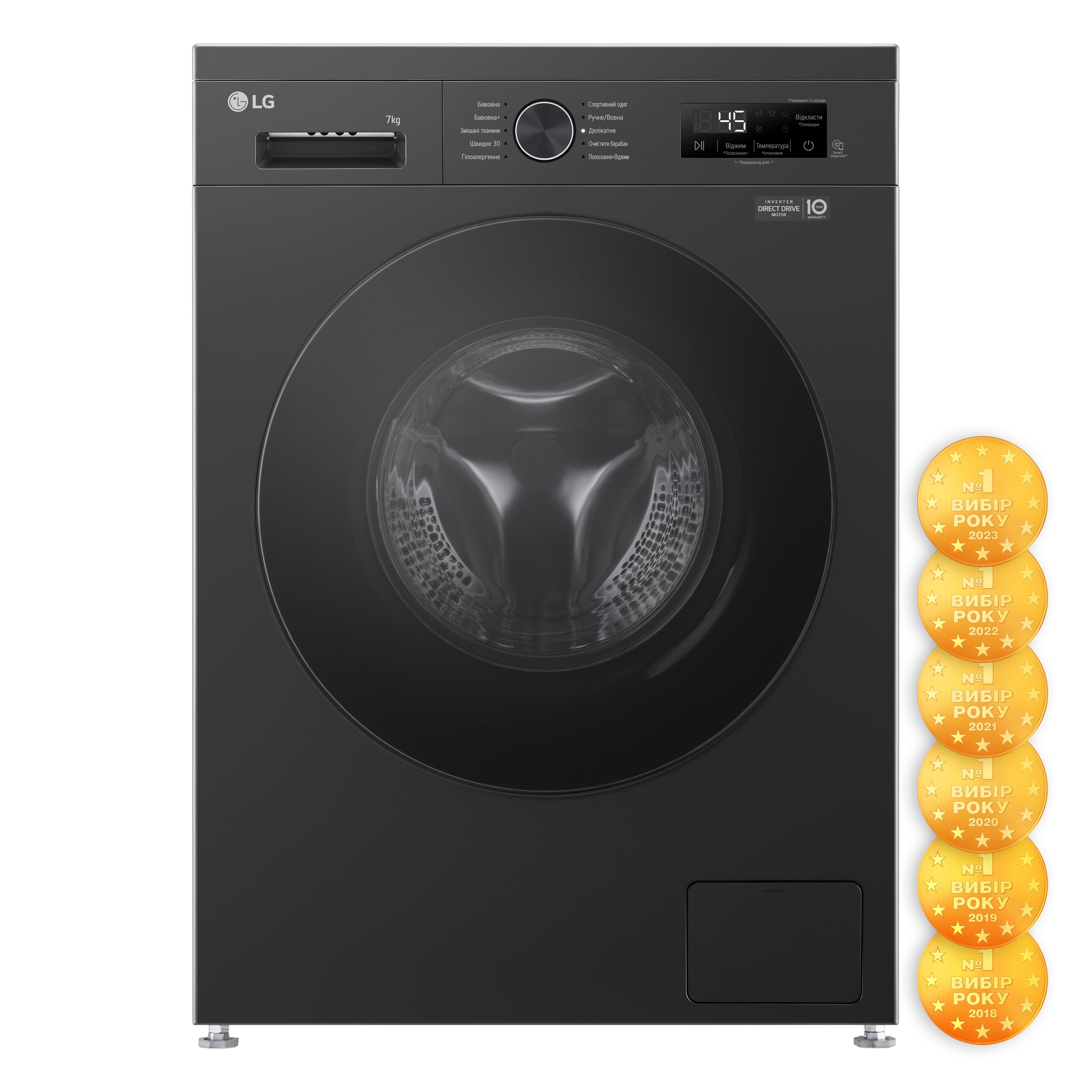LG Пральна машина, фронтальна, 7 кг, A+++, антрацит