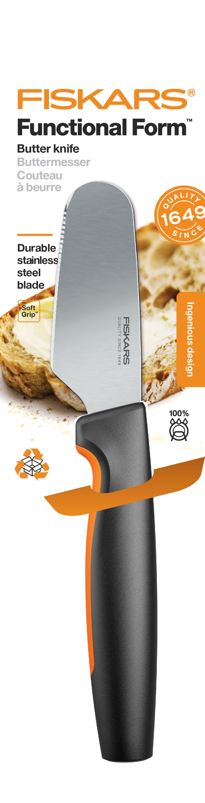 Fiskars Кухонний ніж для масла Functional Form, 8 см