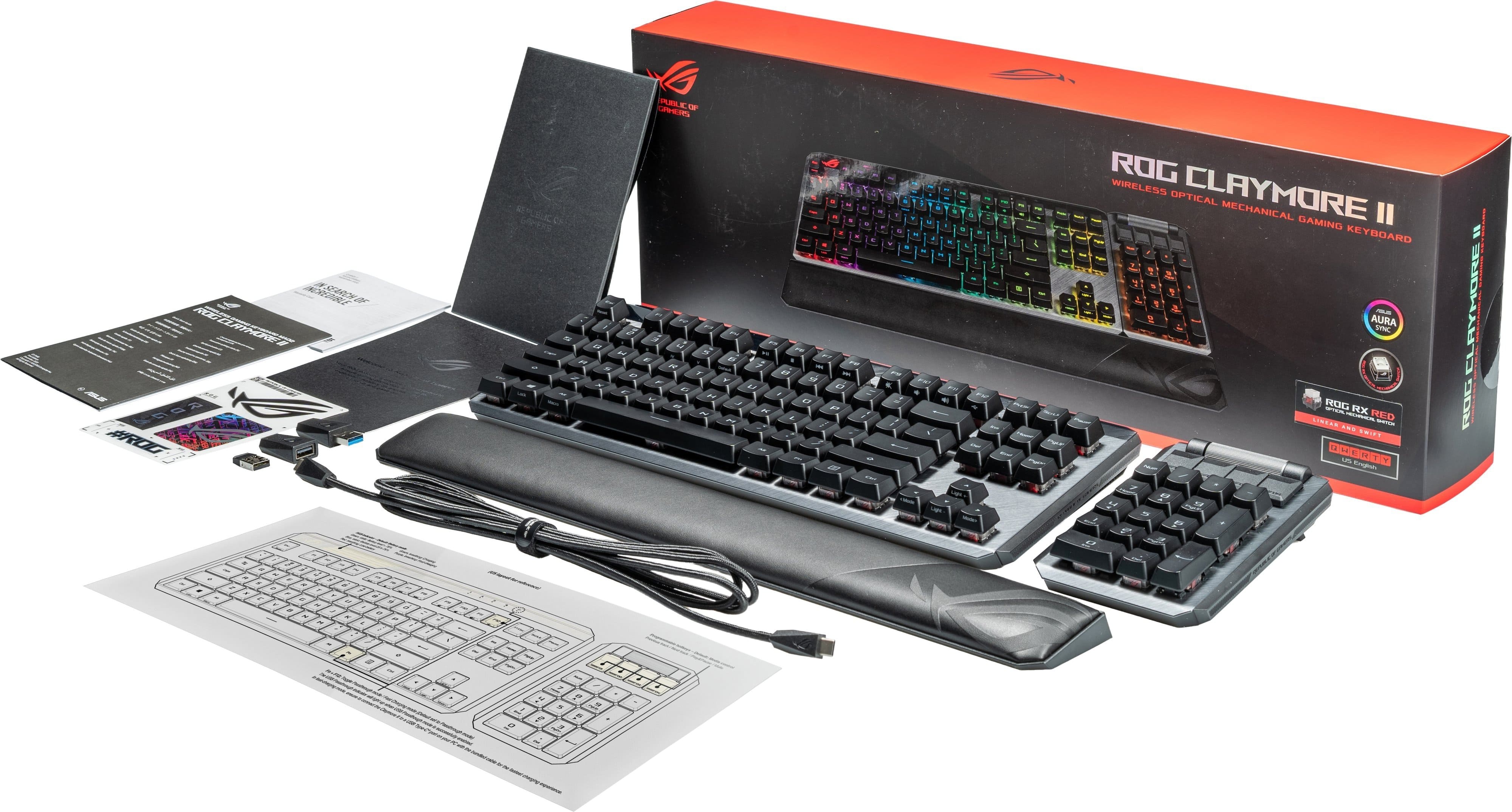 ASUS Клавіатура ROG CLAYMORE II RD RGB 108key USB/WL EN Black