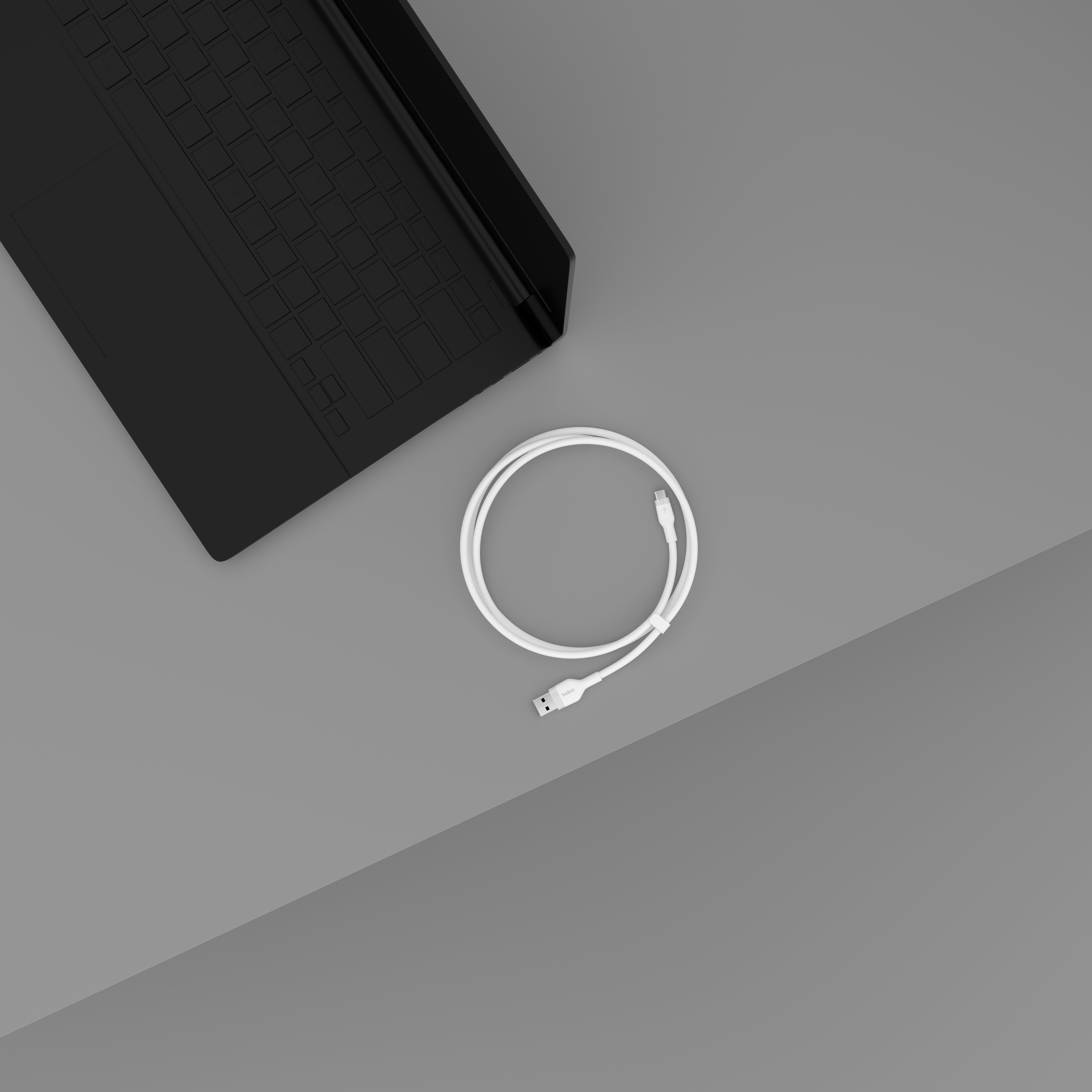 Belkin Кабель USB-A - USB-C силіконовий, з кліпсою, 2м, білий