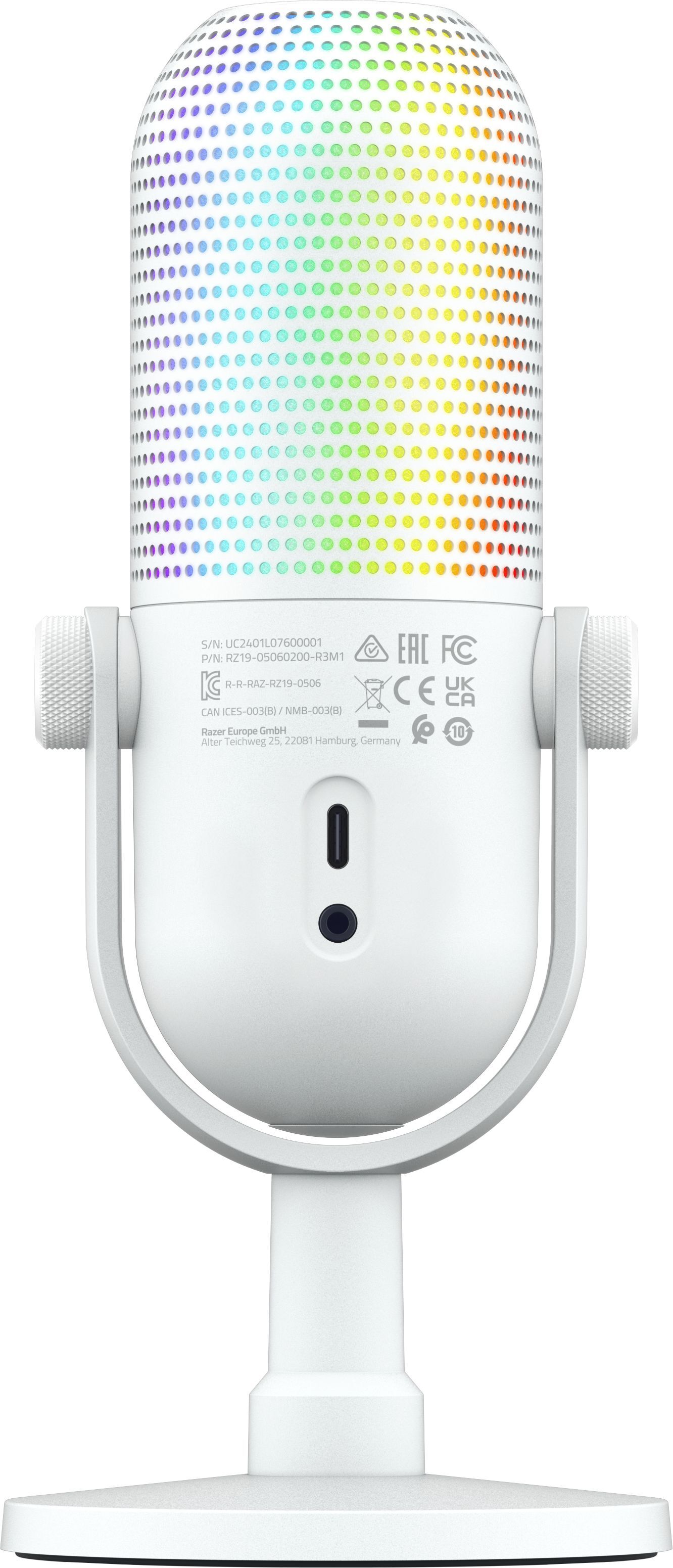 Razer Мікрофон геймінговий Seiren V3 Chroma, Uni, RGB, USB-A, 2м, білий