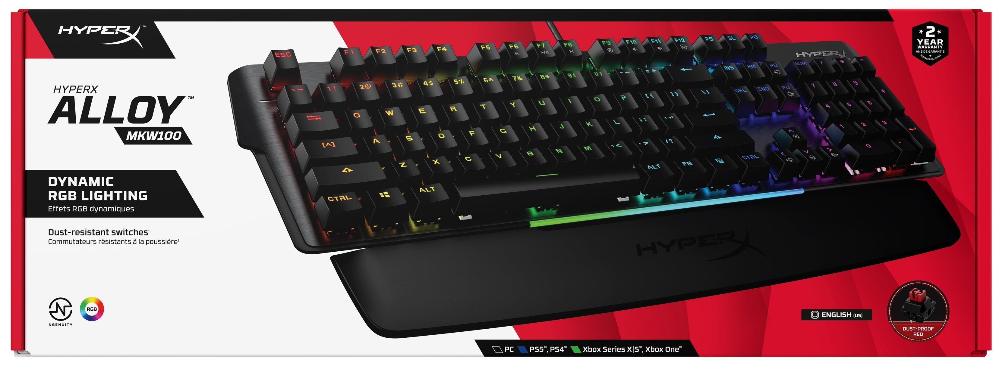 HyperX Клавіатура HyperX Alloy MKW100 TTC Red USB RGB ENG/RU, Black
