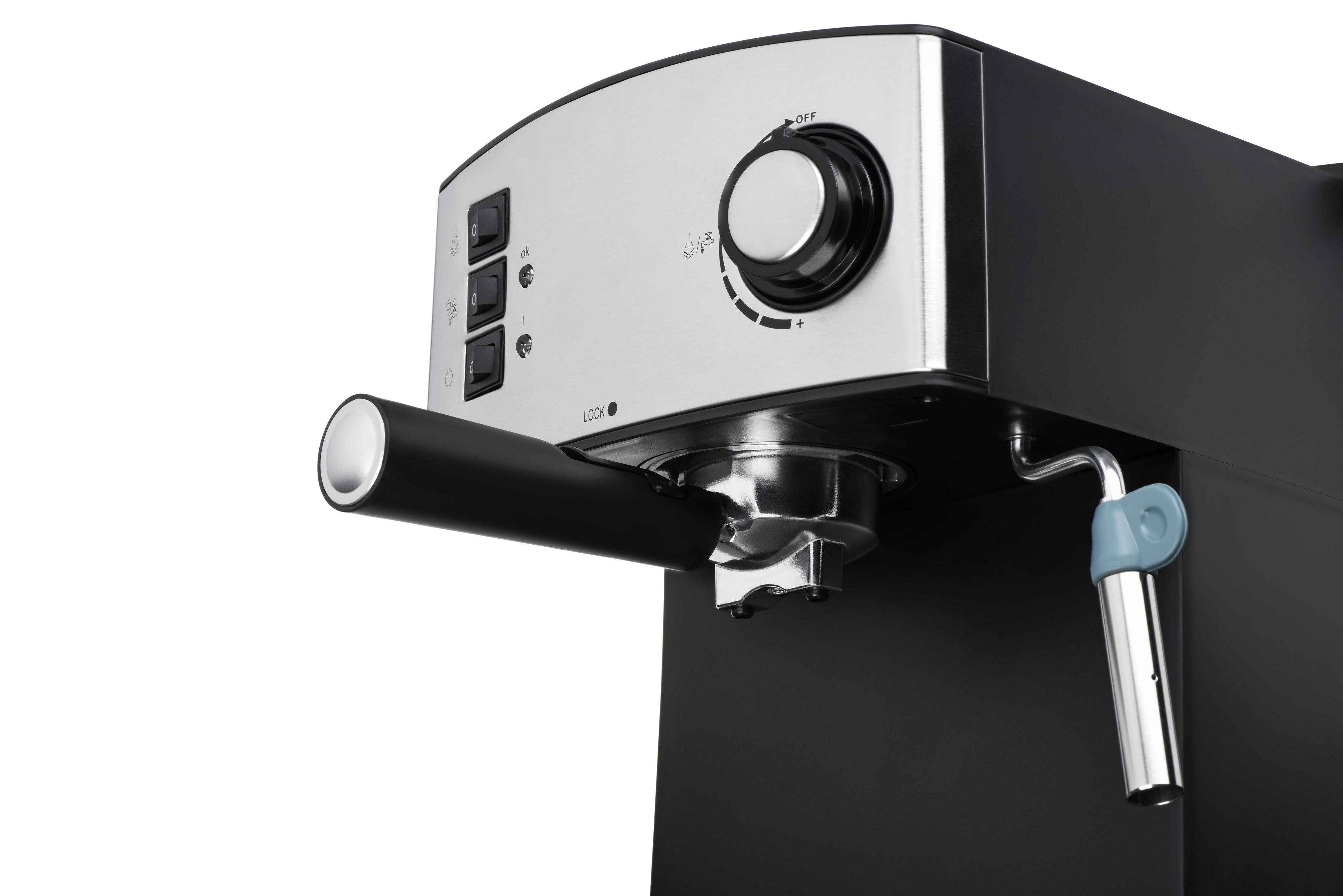 ARDESTO Кавоварка ріжкова Steel Collection 1.6л, мелена, ручний капучинатор, сріблясто-чорний