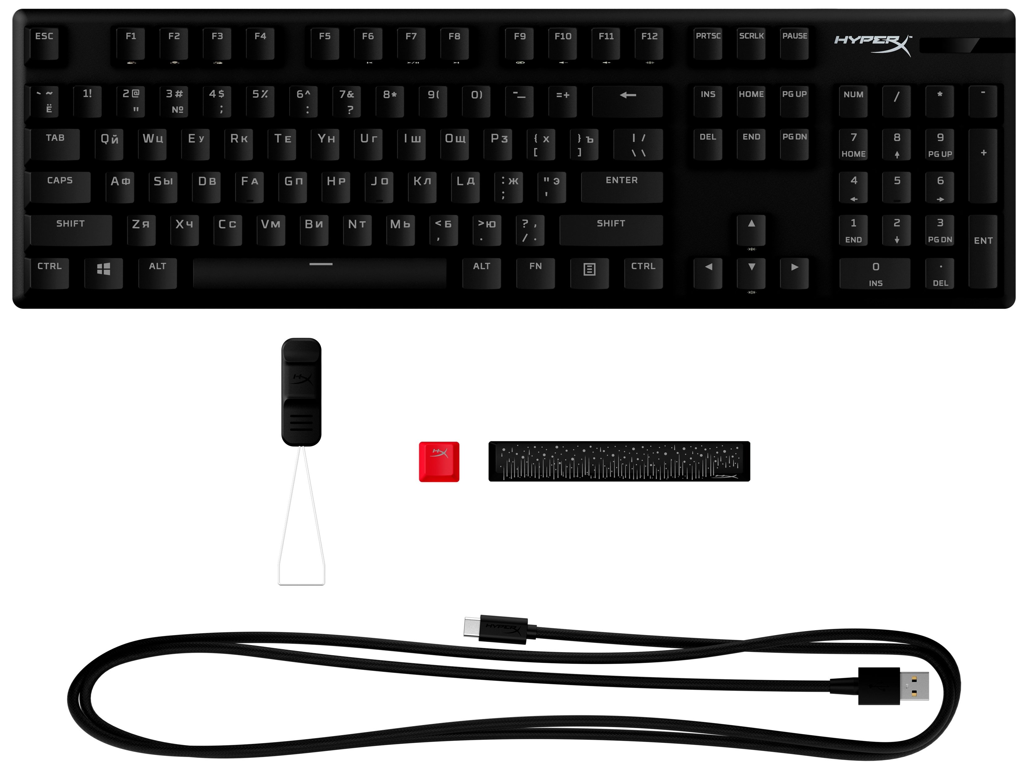 HyperX Клавіатура Alloy Origins Red USB RGB PBT ENG/RU, Black
