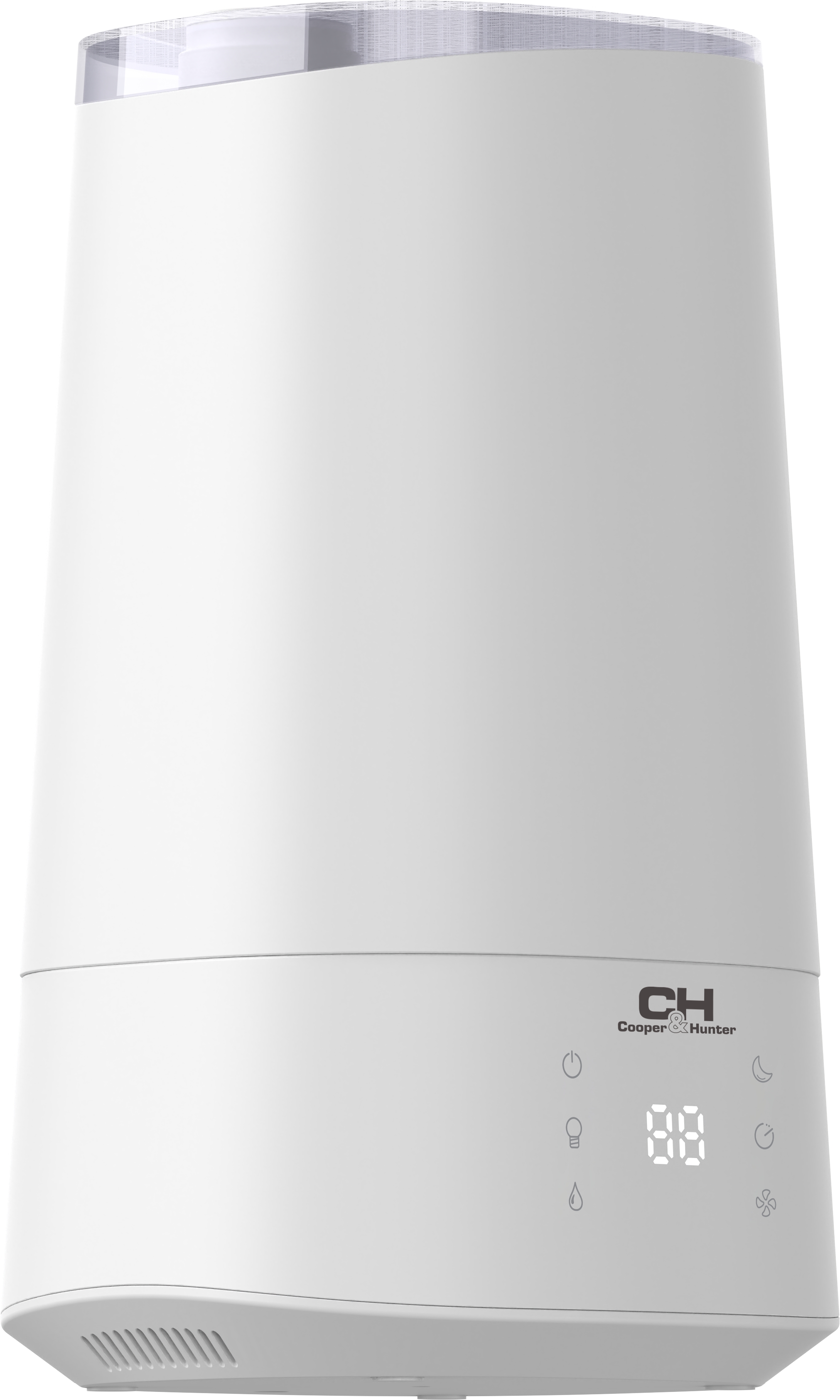 Cooper&Hunter Зволожувач повітря CH-3040TU 40м2, 4л, 300мл/г, ультразвуковий, верхня затока, ел. кер-ння, дисплей, УФ-очистка, підсвічування, авто вимкнення, білий