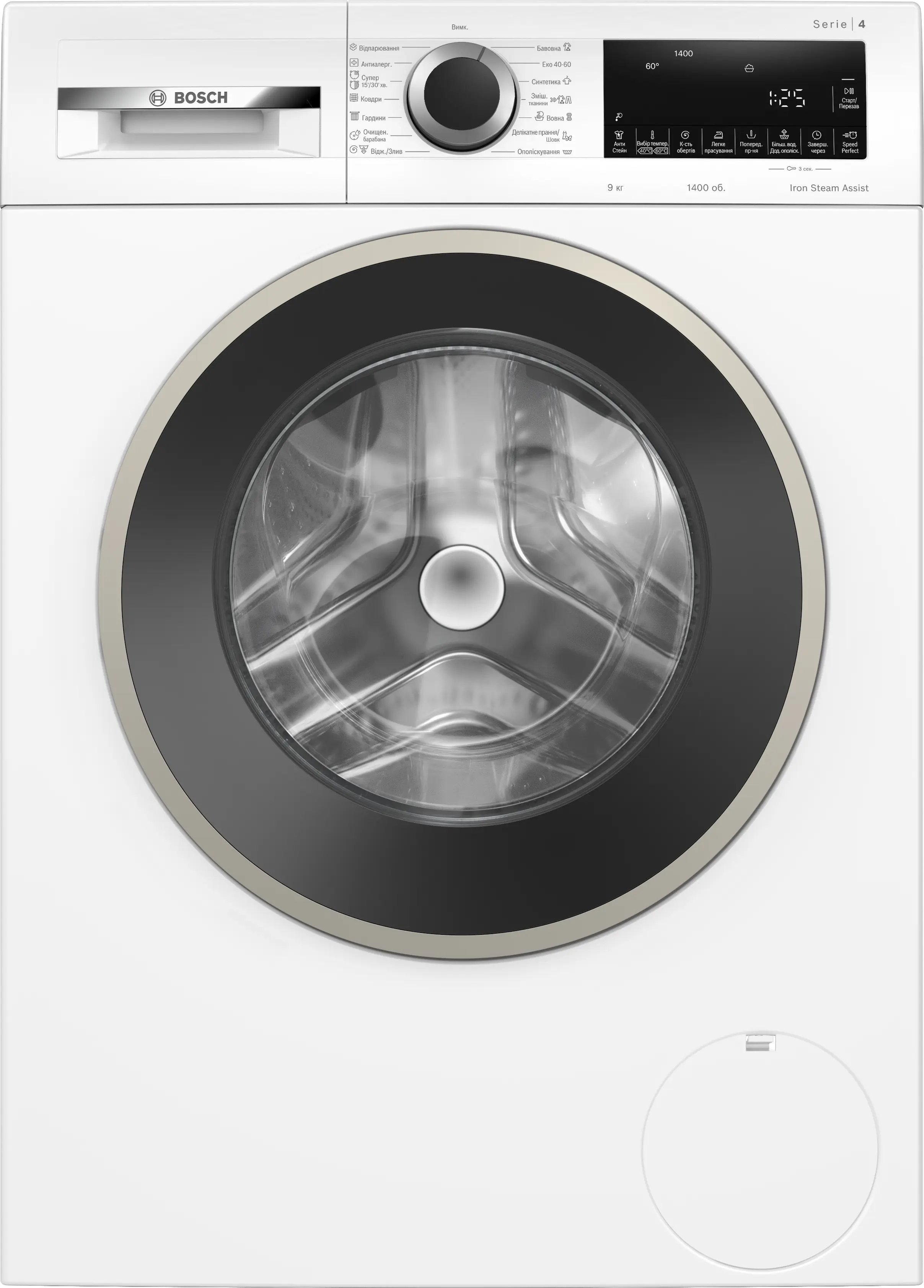 Bosch Пральна машина Bosch фронтальна, 9кг, 1400, A, 59см, дисплей, білий