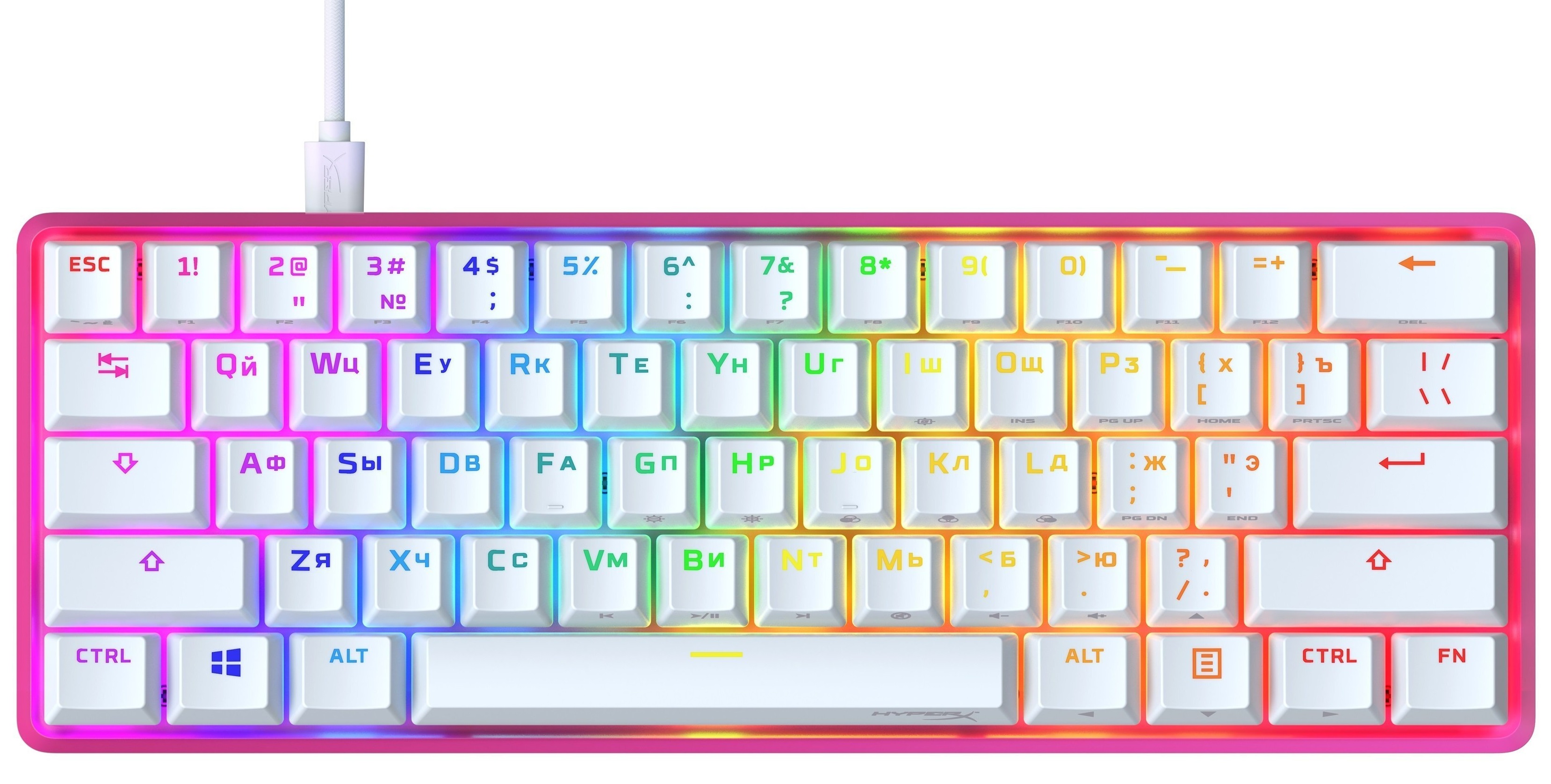 HyperX Клавіатура Alloy Origin 60 Red USB RGB ENG/RU, Pink