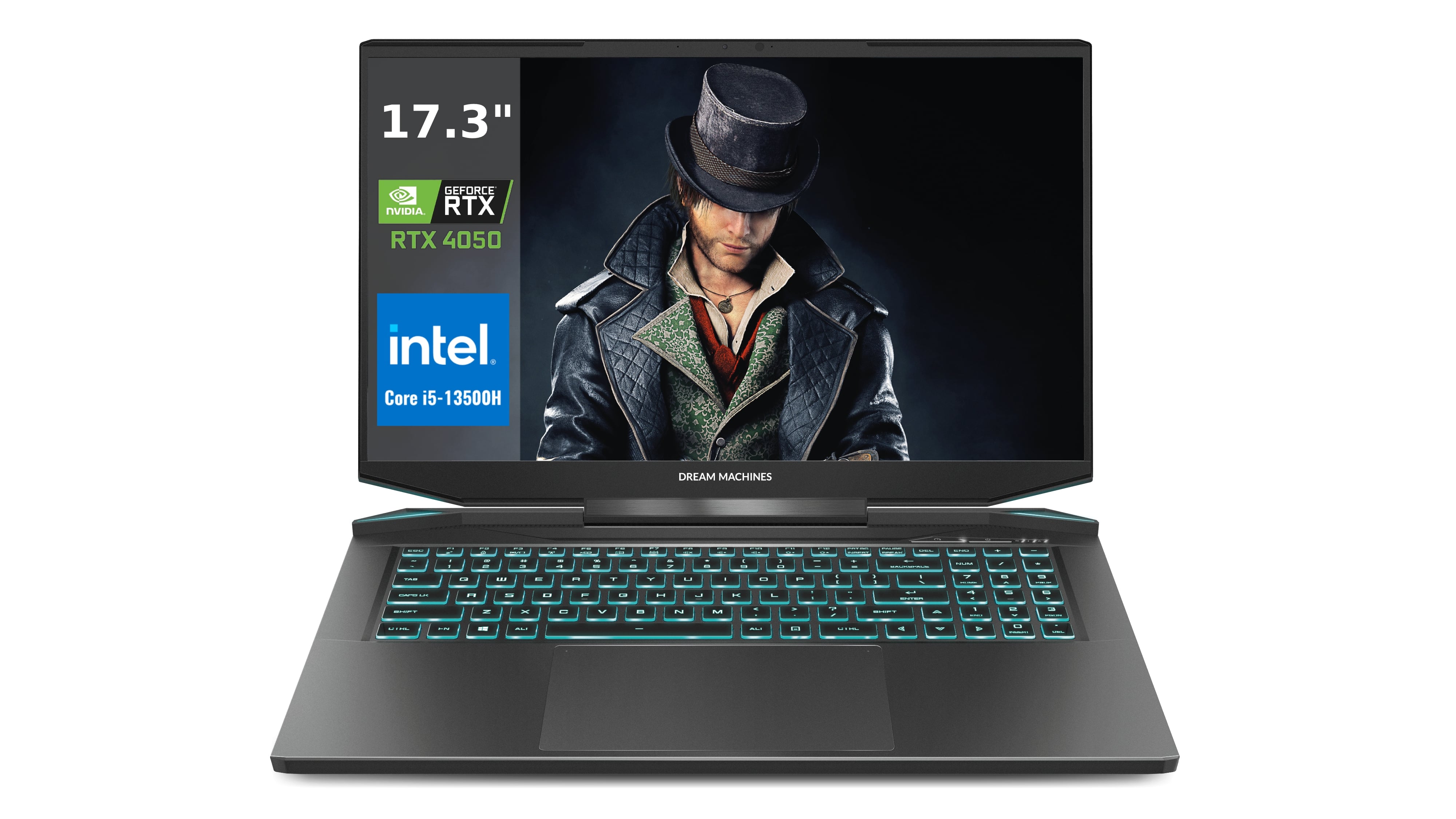 Dream Machines Ноутбук RG4050-17 17.3FHD IPS, Intel i5-13500H, 32GB, F1TB, NVD4050-6, DOS, чорний