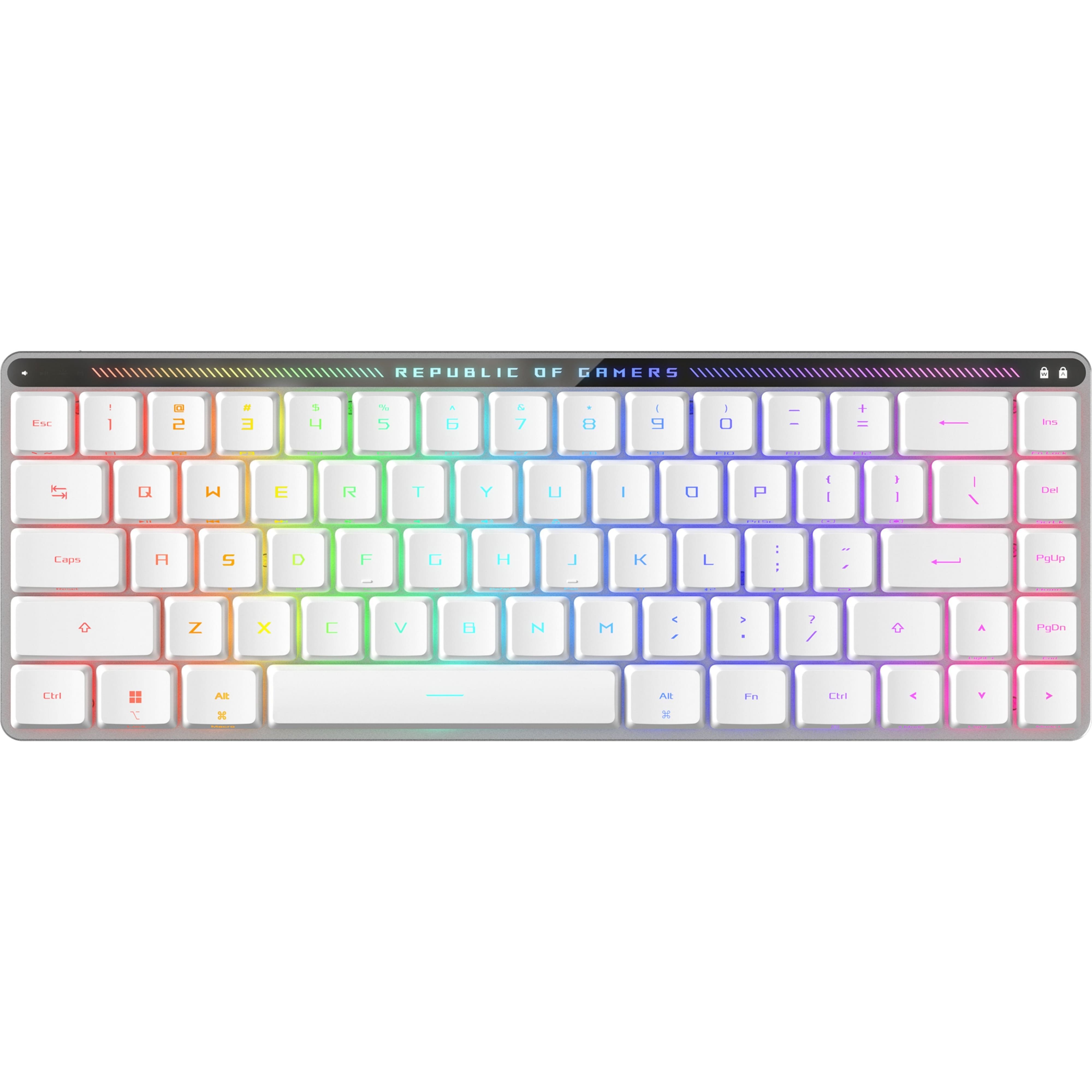 ASUS Клавіатура механічна ROG Falchion RX Low Profile, 68key, Red Switch, USB-A/WL/BT, EN/UK, RGB, білий