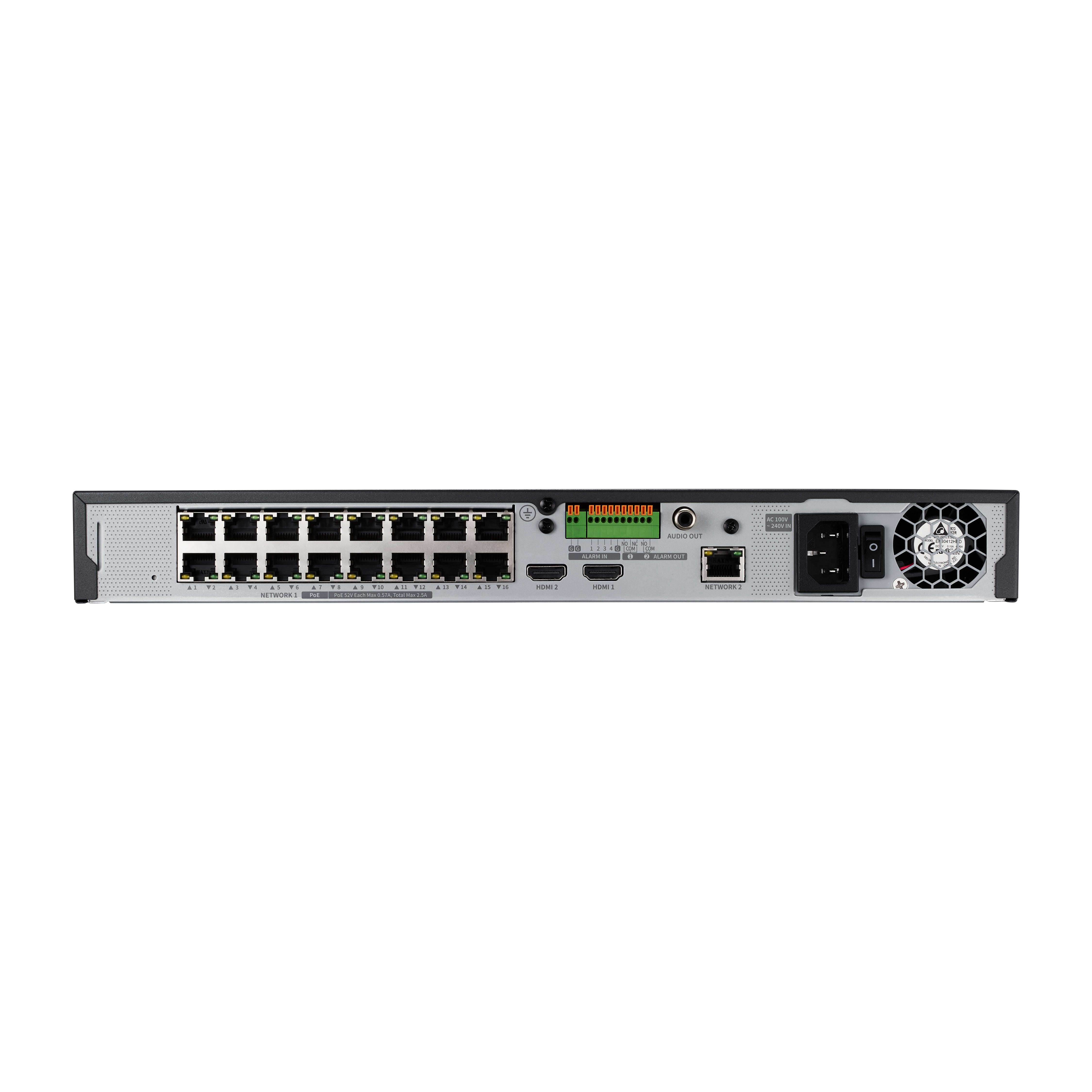 Samsung Hanwha Techwin Відеореєстратор QRN-1630S, 16ch, 2HDD, 16PoE, 8MP~CIF, P2P