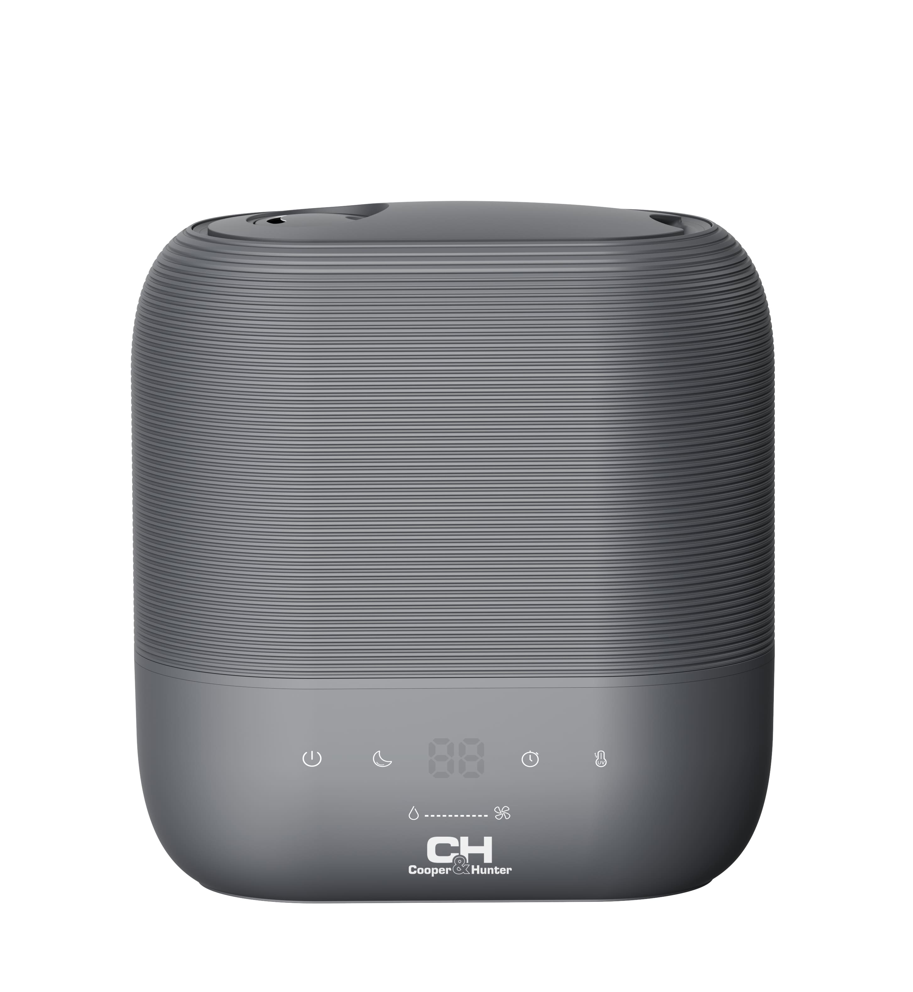 Cooper&Hunter Зволожувач повітря CH-4050TU 55м2, 5л, 400мл/г, ультразвуковий, верхня затока, гігростат, аромакапсула, підсвічування, сірий
