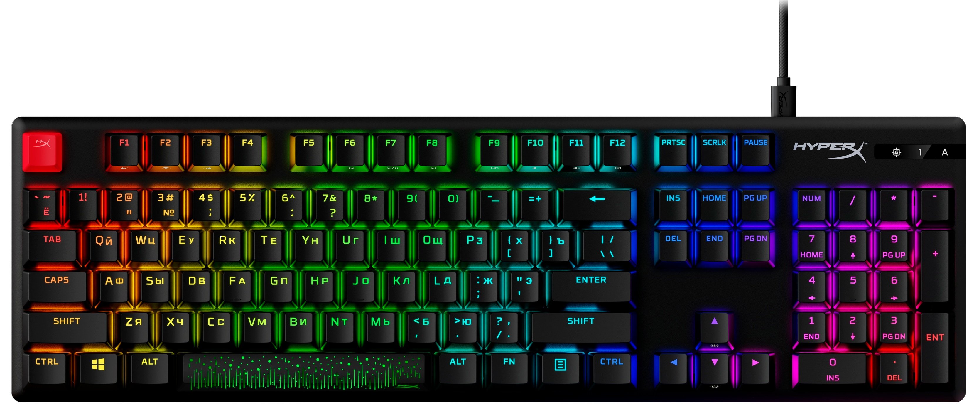 HyperX Клавіатура Alloy Origins Red USB RGB PBT ENG/RU, Black