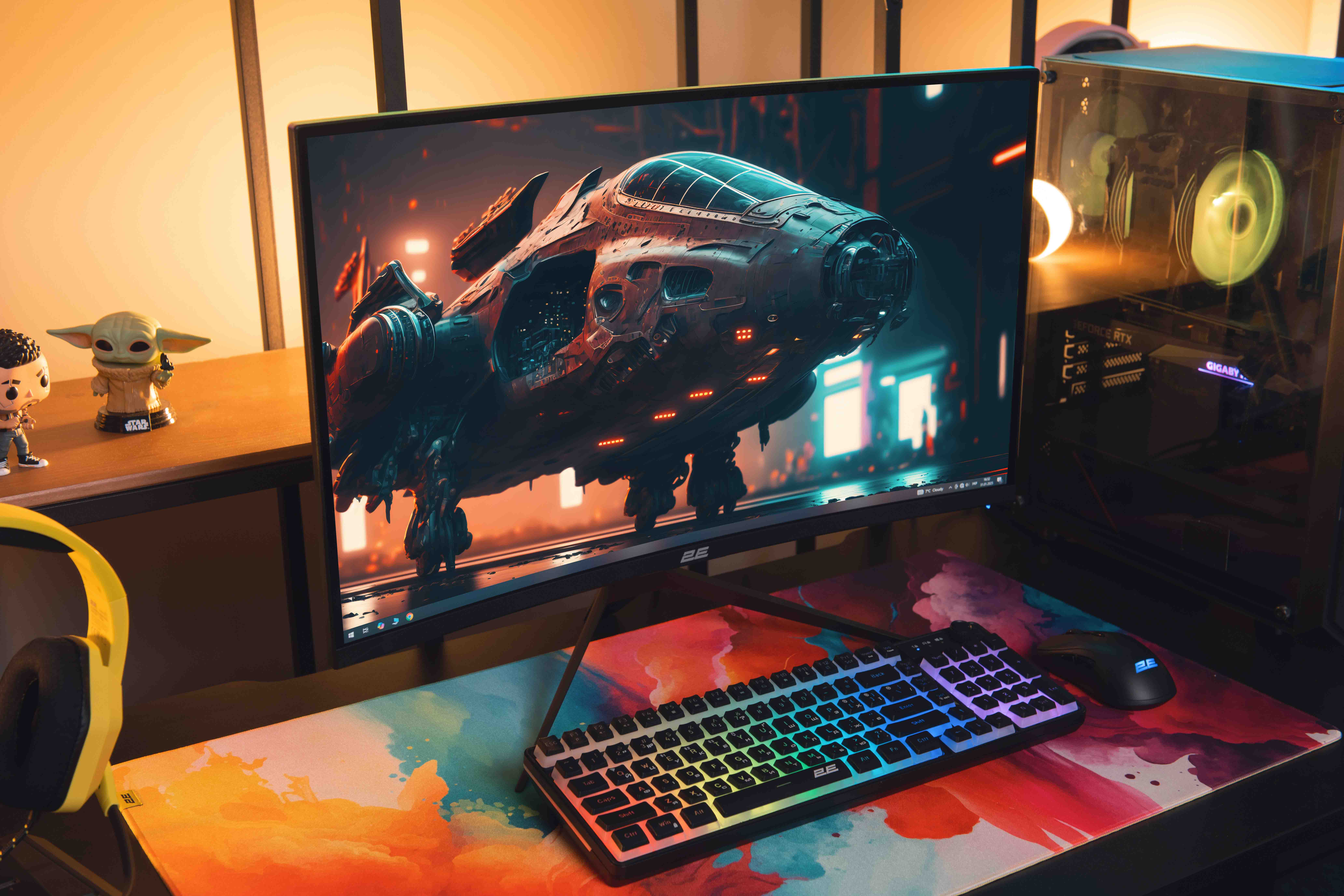 2E Gaming Монітор 27" G2725BV HDMI, DP, VA, 2560x1440, 180Hz, 1ms, CURVED, FreeSync