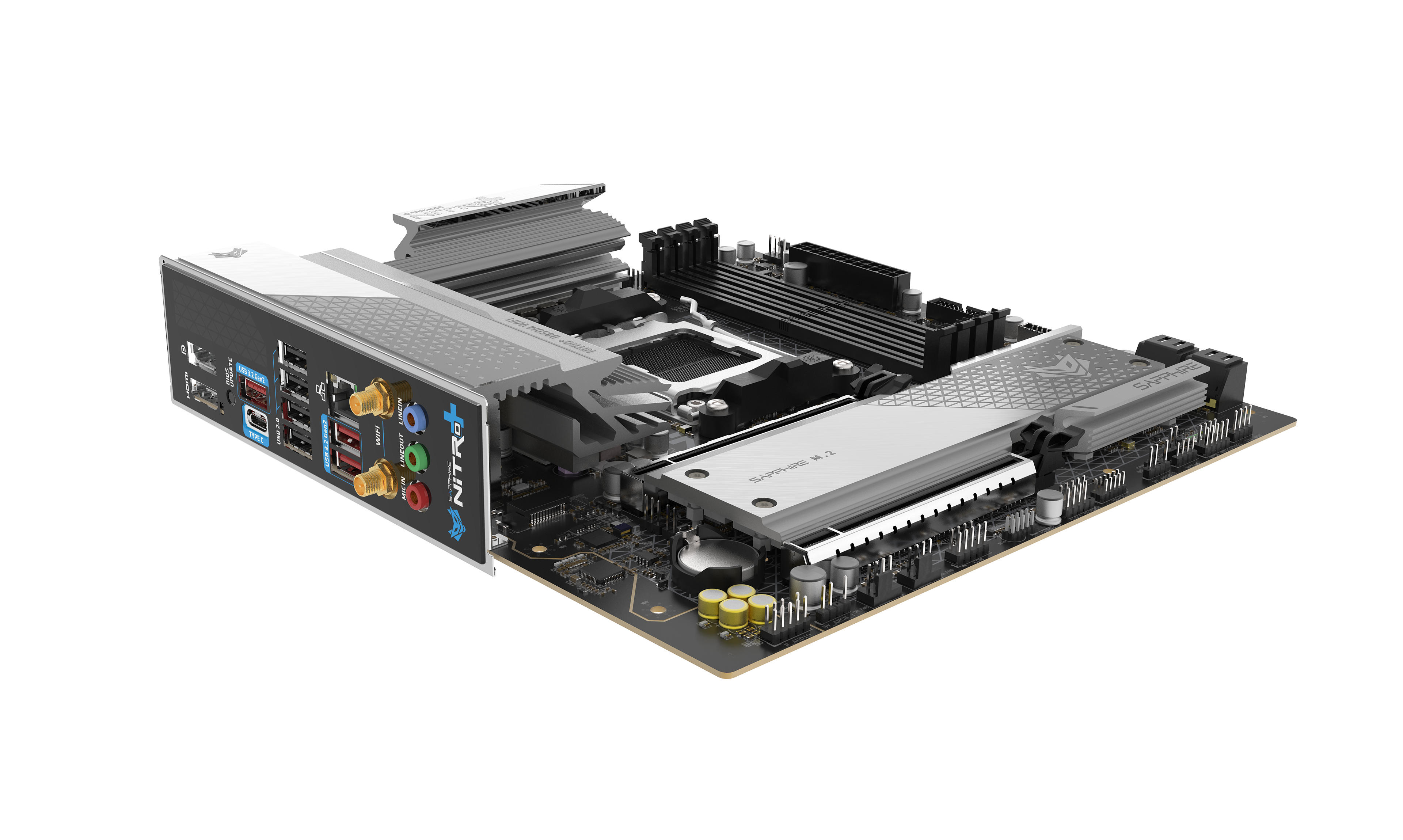 SAPPHIRE Motherboard NITRO+ B850 WIFI sAM5 B850 4xDDR5 M.2 HDMI DP WiFi BT mATX SAPPHIRE Motherboard NITRO+ B850 WIFI sAM5 B850 4xDDR5 M.2 HDMI DP WiFi BT mATX