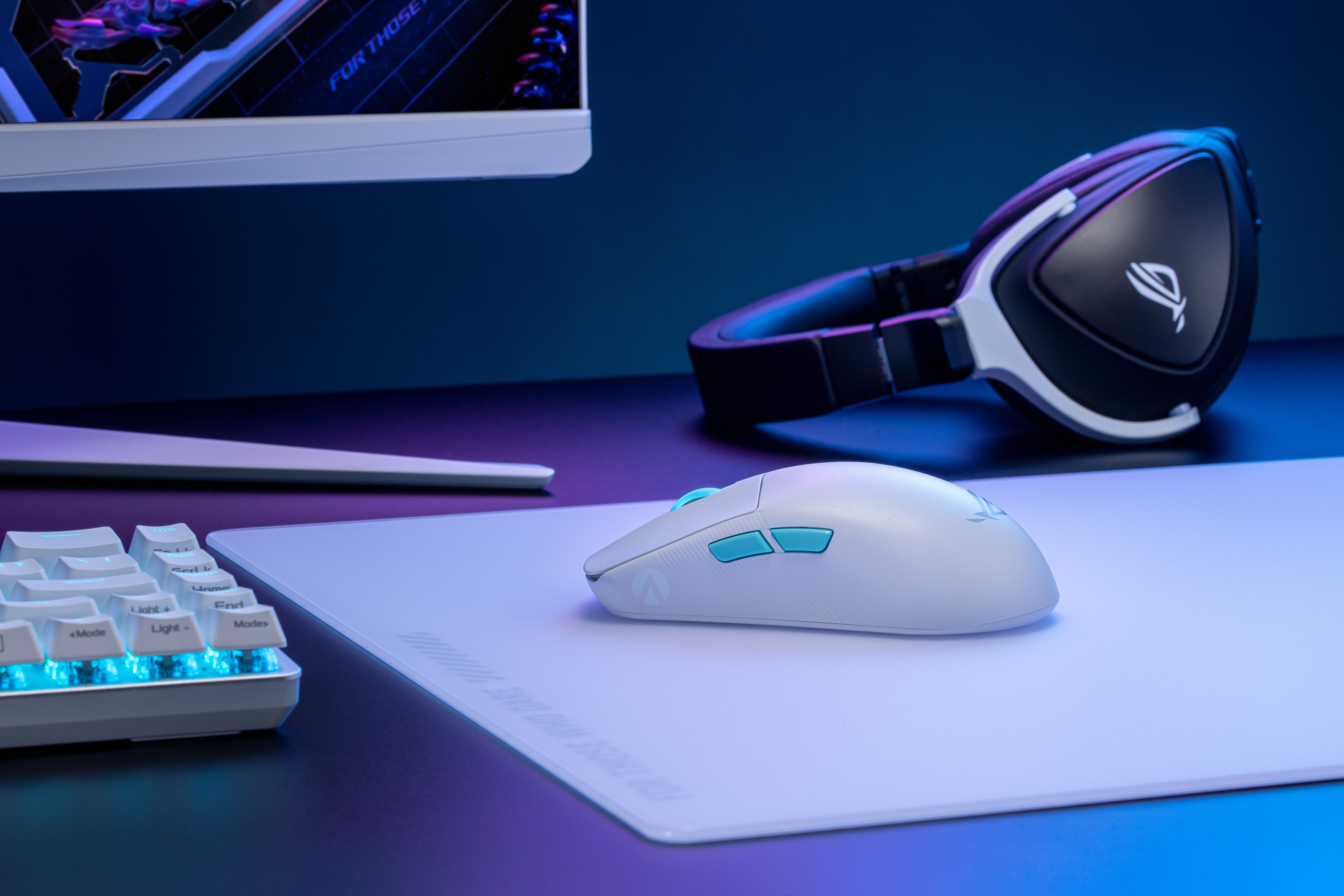 ASUS Миша ROG Harpe Ace Aim Lab Edition, RGB, USB-A/WL/BT, білий