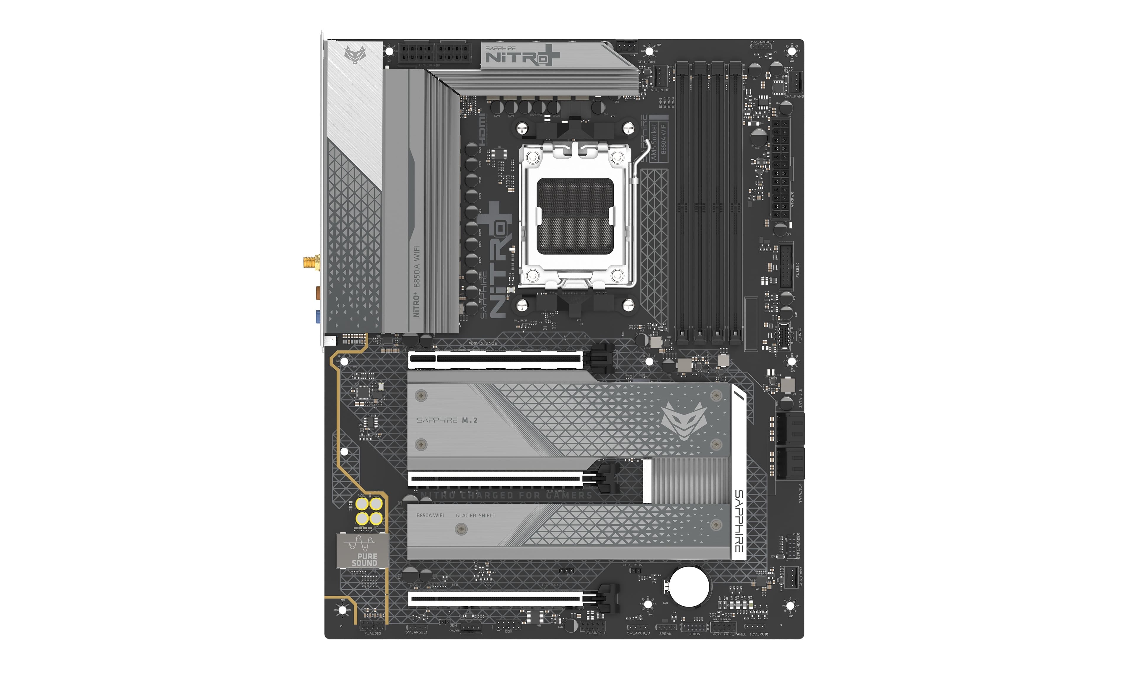 SAPPHIRE Motherboard NITRO+ B850A WIFI7 sAM5 B850 4xDDR5 M.2 HDMI DP WiFi BT ATX
