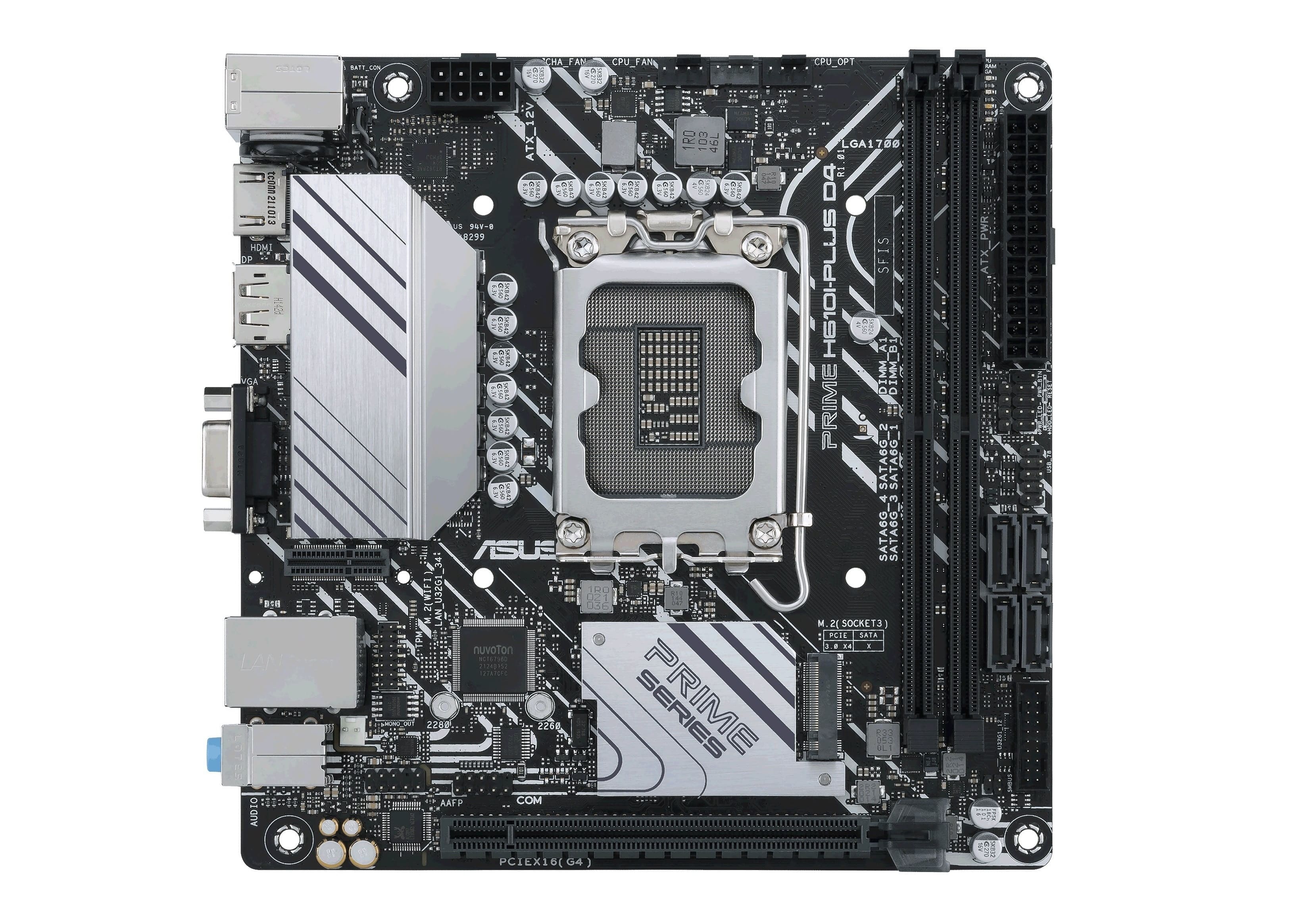 ASUS Материнcька плата PRIME H610I-PLUS D4-CSM s1700 H610 2xDDR4 M.2 HDMI D-Sub DP mITX