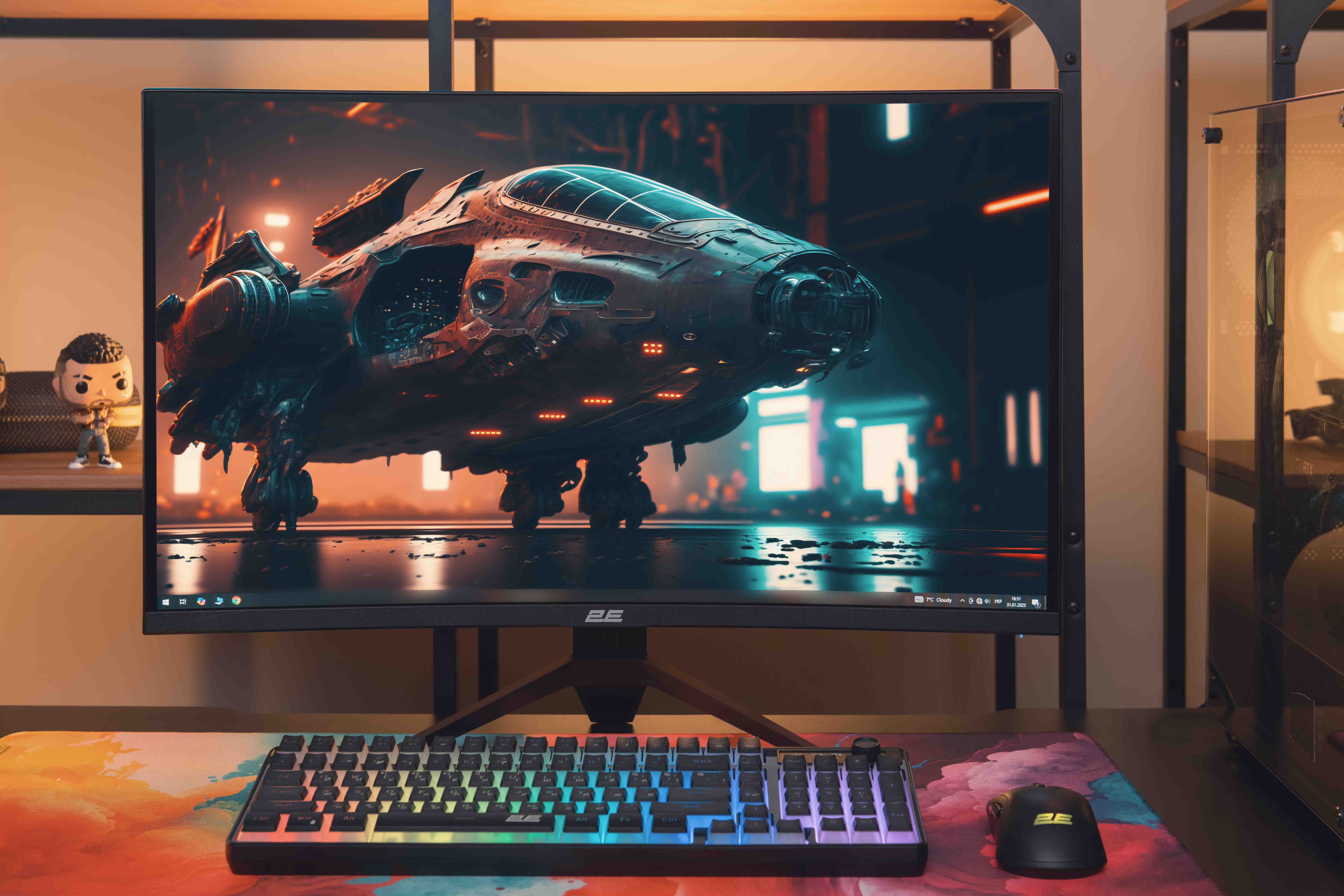 2E Gaming Монітор 27" G2725BV HDMI, DP, VA, 2560x1440, 180Hz, 1ms, CURVED, FreeSync