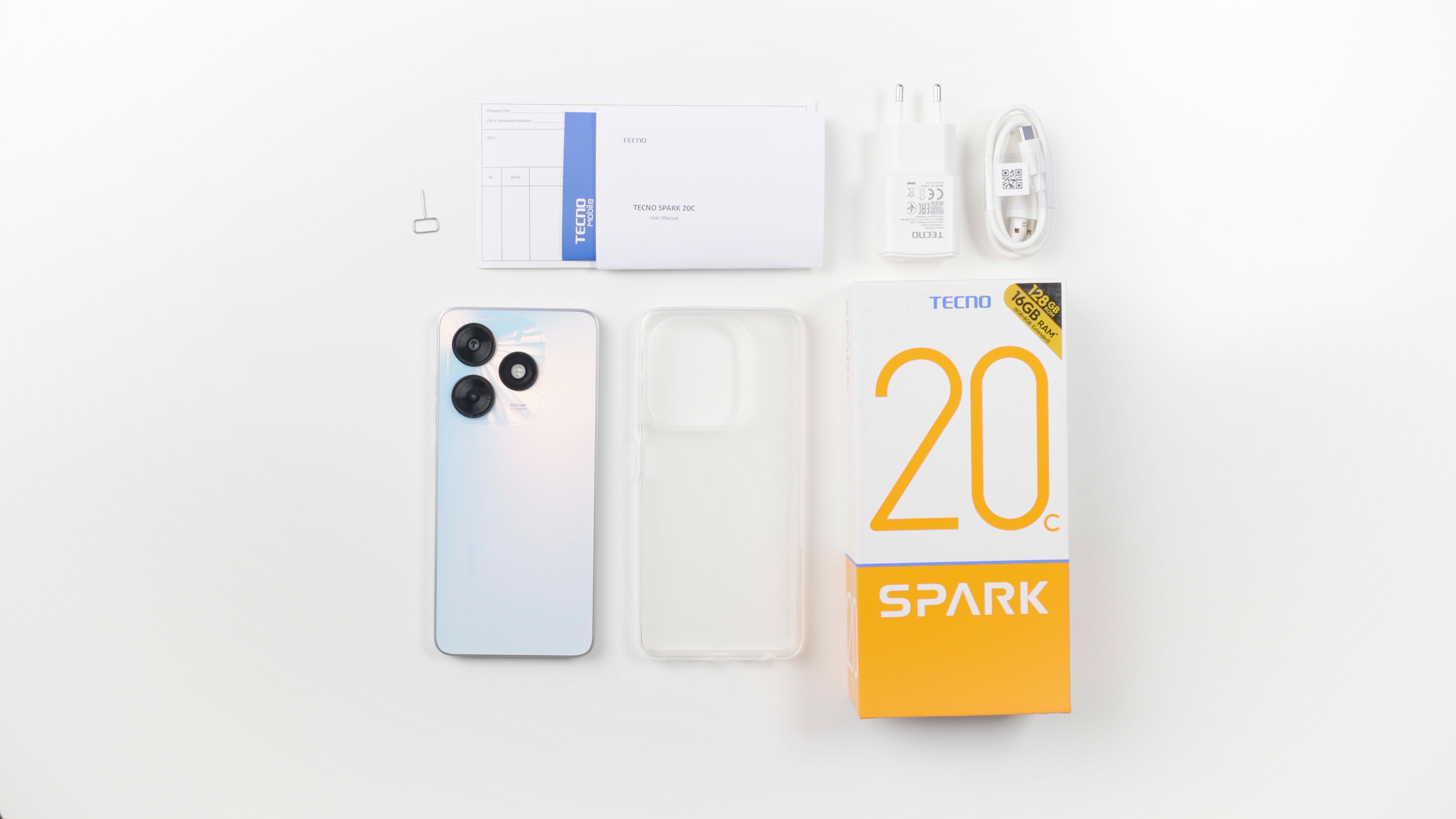 TECNO Смартфон Spark 20C (BG7n) 6.56" 4/128ГБ, 2SIM, 5000мА·год, Mystery White