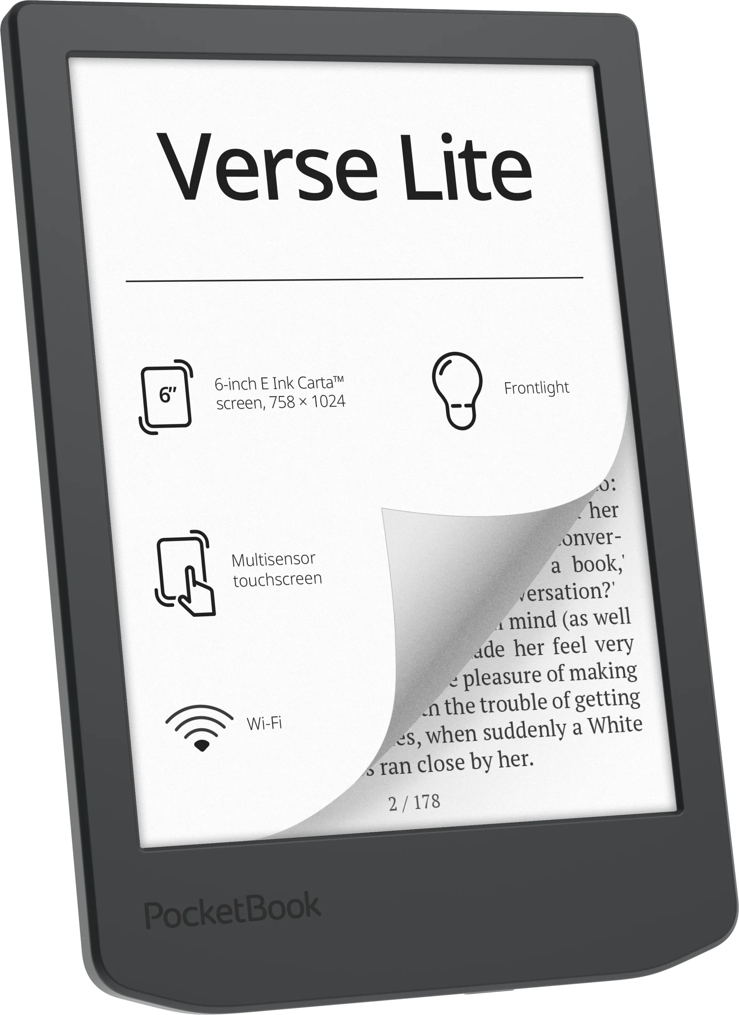 PocketBook Електронна книга 619 Verse Lite, Midnight Grey