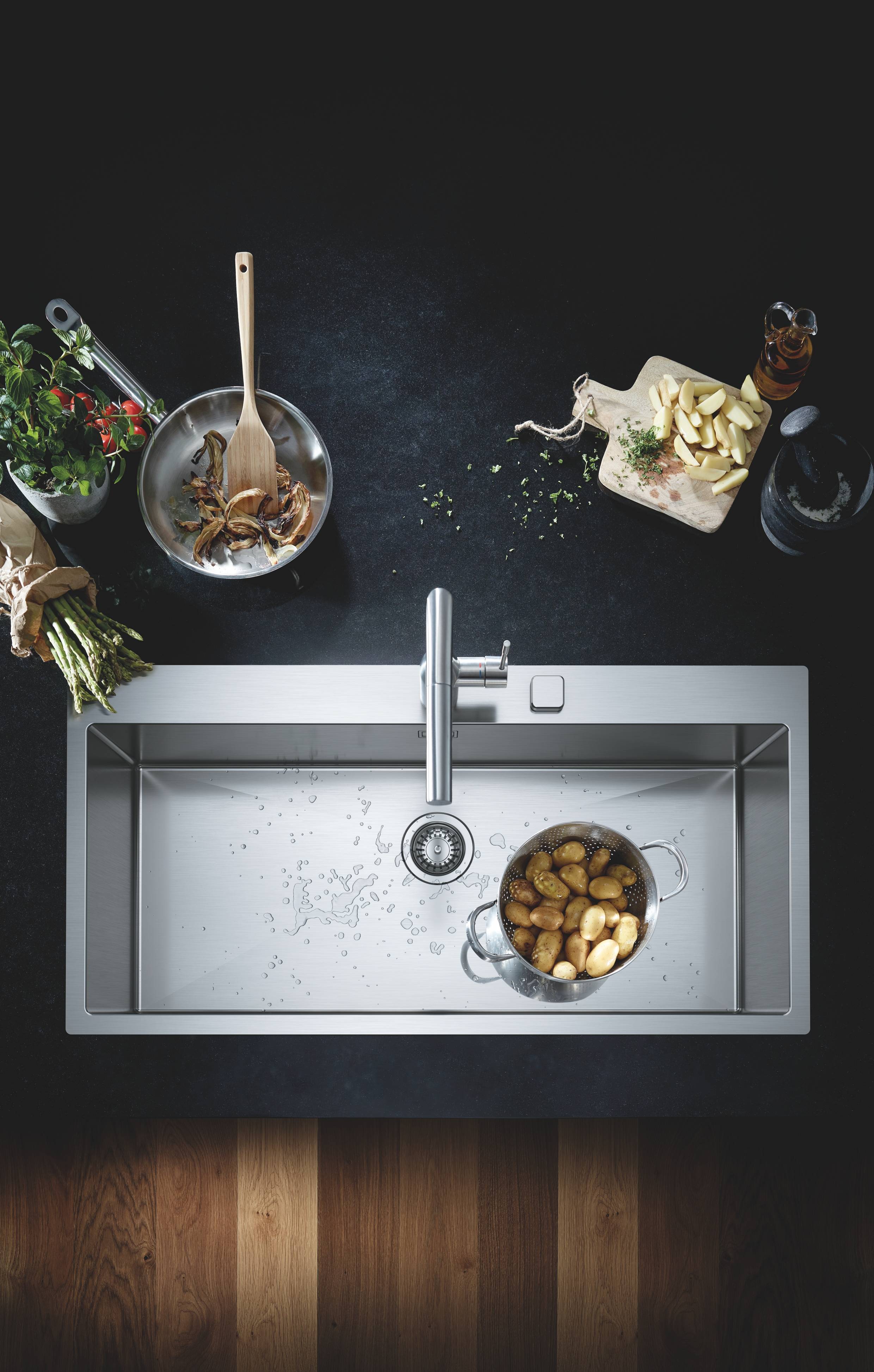 Grohe Мийка кухонная K800, нерж.сталь, прямокут., без крил, 1024x510x200мм, чаша - 1, врізна, нержавіюча сталь