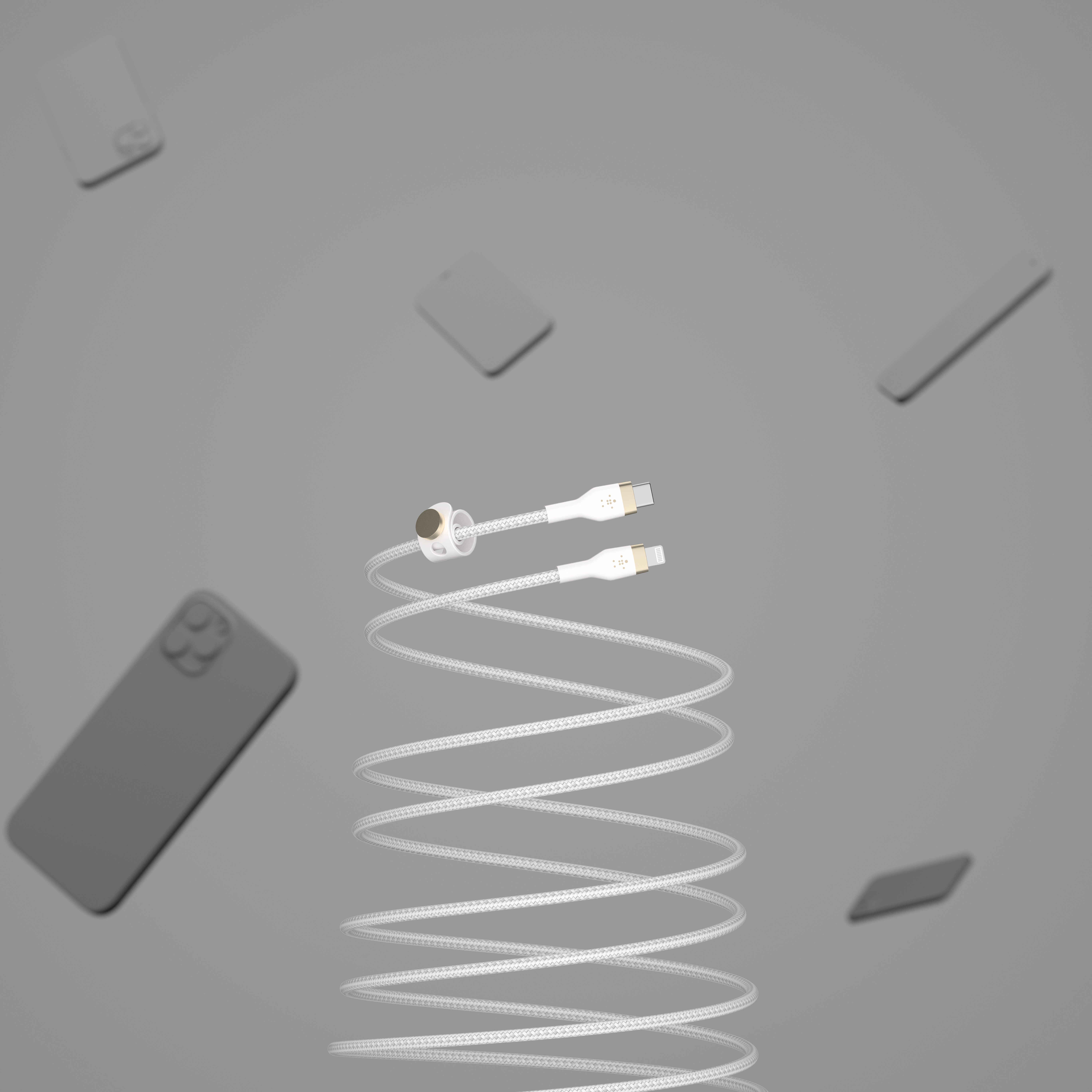 Belkin Кабель USB-С - Lightning BRAIDED SILICONE 1m White Belkin Кабель USB-С - Lightning BRAIDED SILICONE 1m White