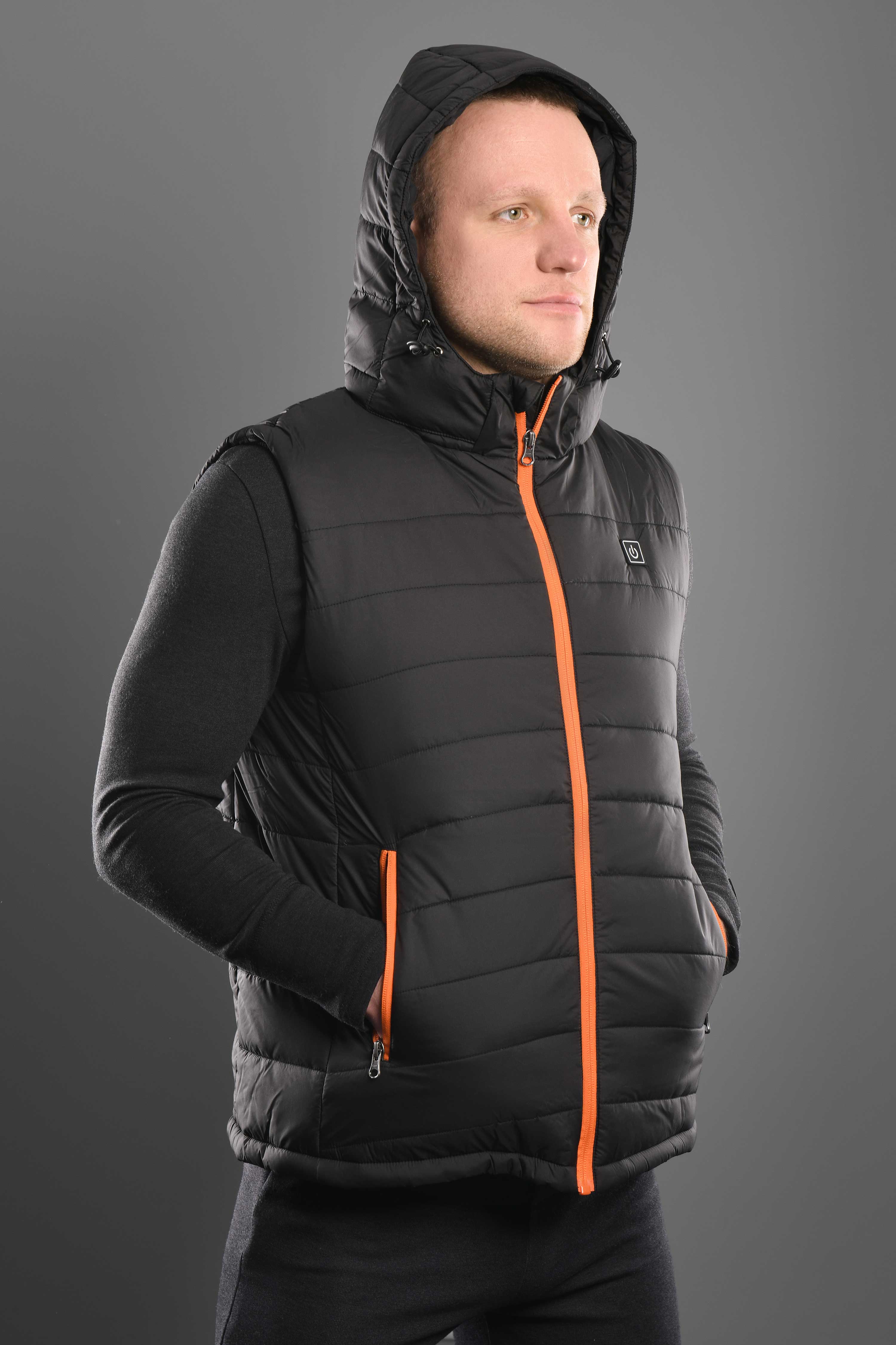 2E Tactical Жилет з підігрівом Heat Power Plus Black з капюшоном, розмір XXL