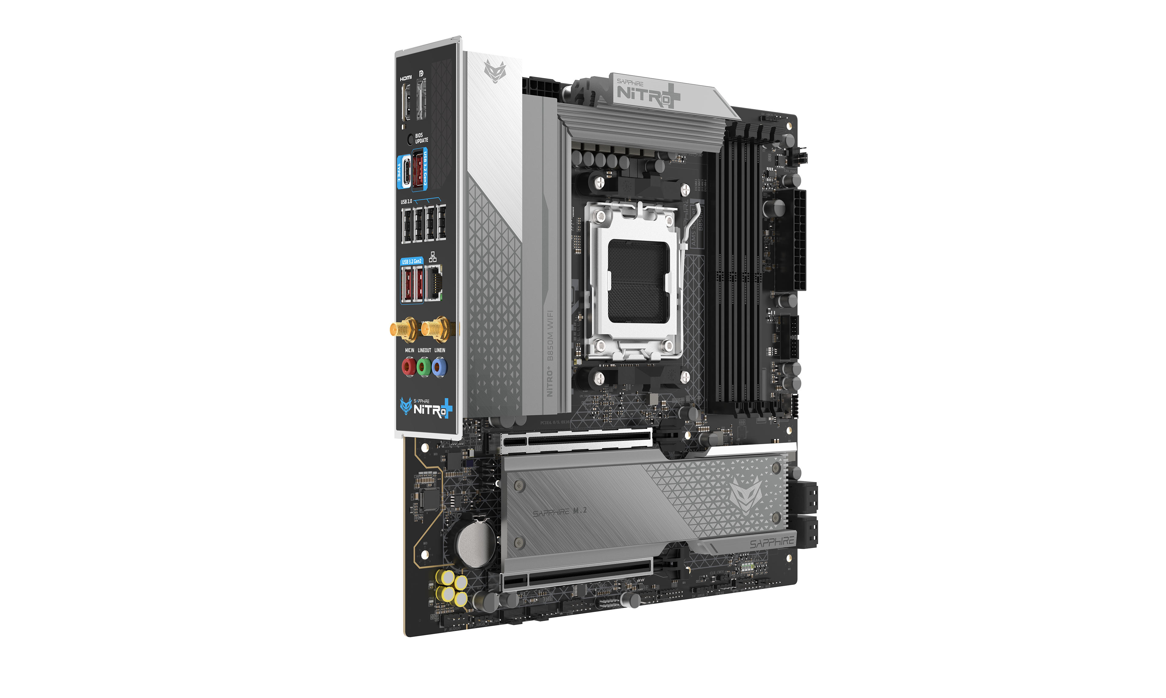 SAPPHIRE Motherboard NITRO+ B850 WIFI sAM5 B850 4xDDR5 M.2 HDMI DP WiFi BT mATX SAPPHIRE Motherboard NITRO+ B850 WIFI sAM5 B850 4xDDR5 M.2 HDMI DP WiFi BT mATX