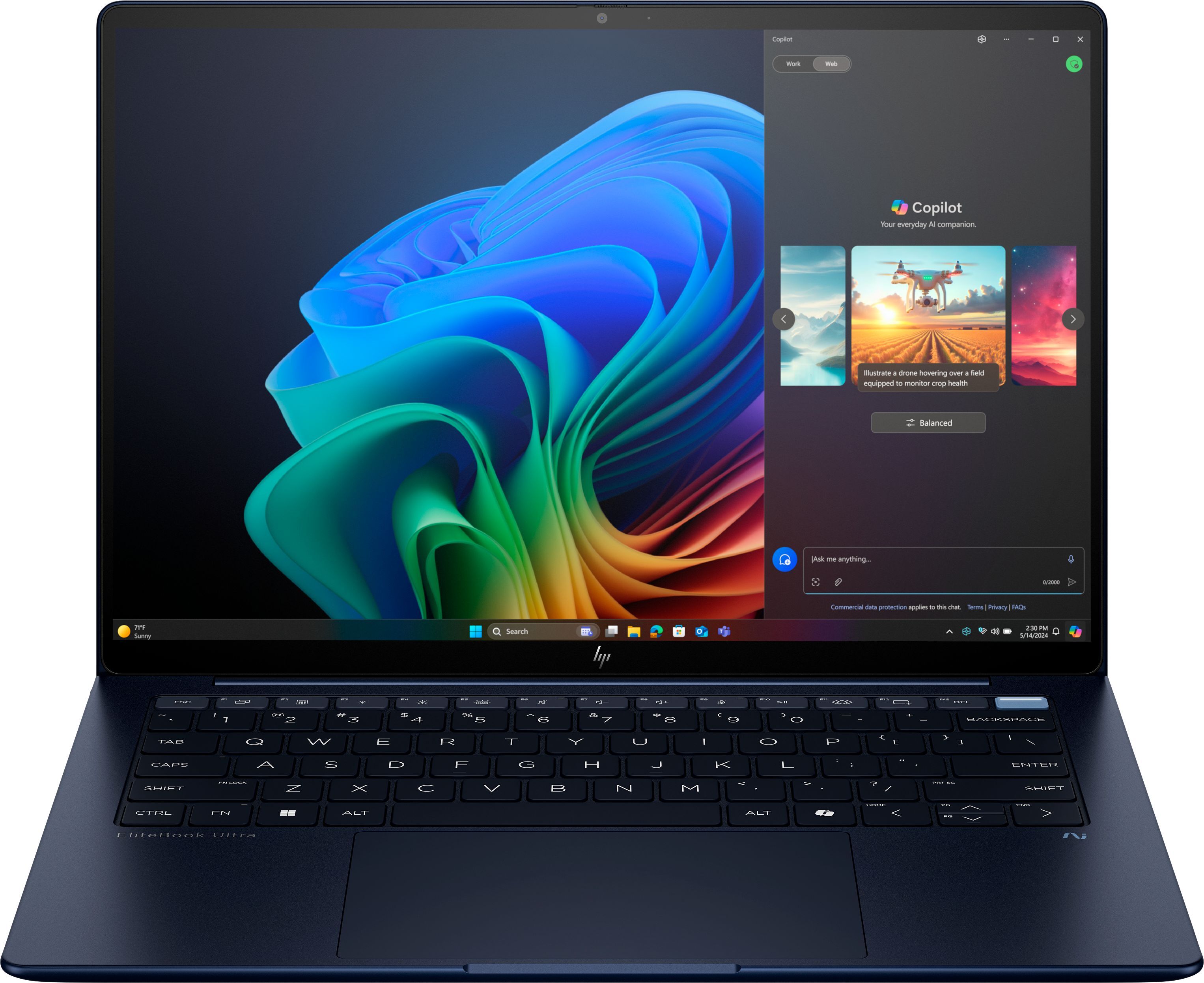 HP Ноутбук HP EliteBook Ultra G1i 14" 2.8k Touch, Intel U7-258V, 32GB, F1TB, UMA, Win11P, синій