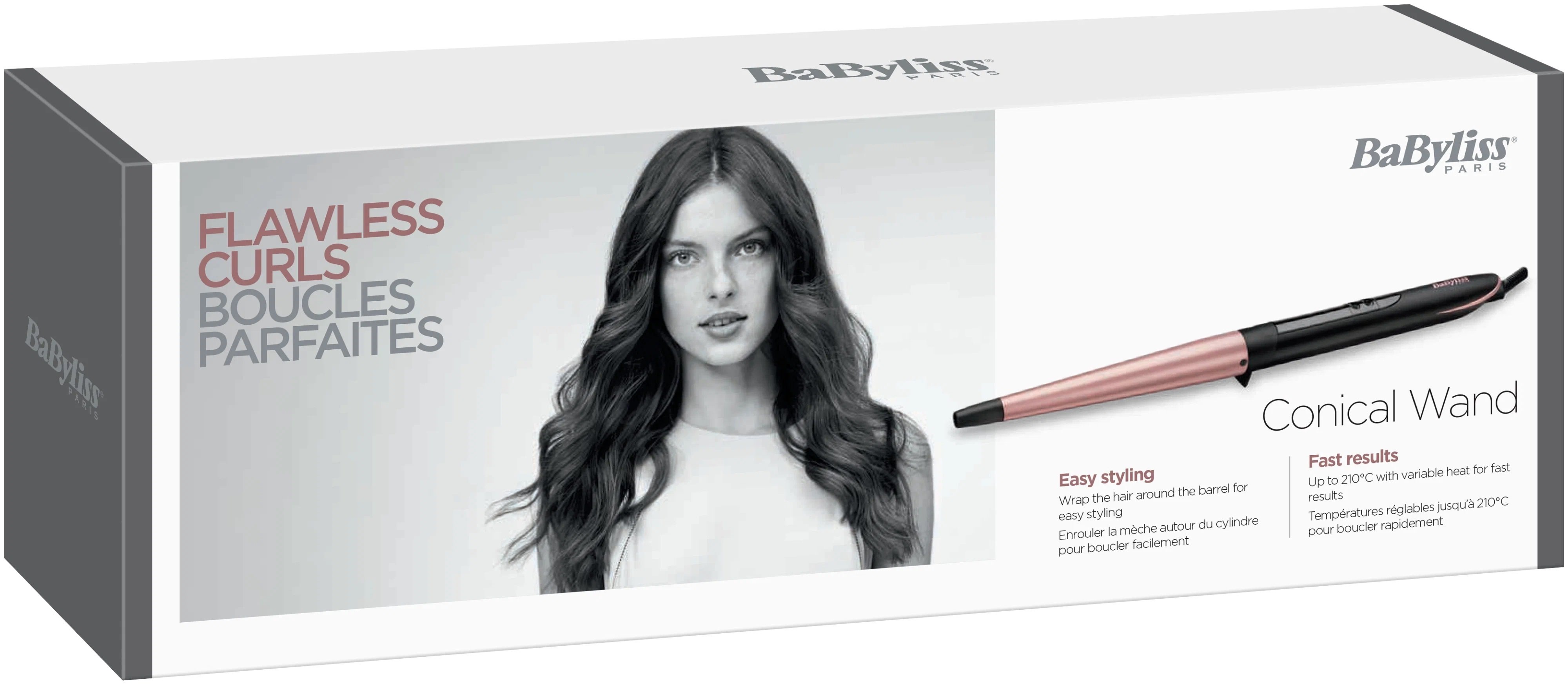 BaByliss Плойка, конусна, 64Вт, темп.режимів-6, D -13-25mm, 160-210С, кераміка, чорно-золотий