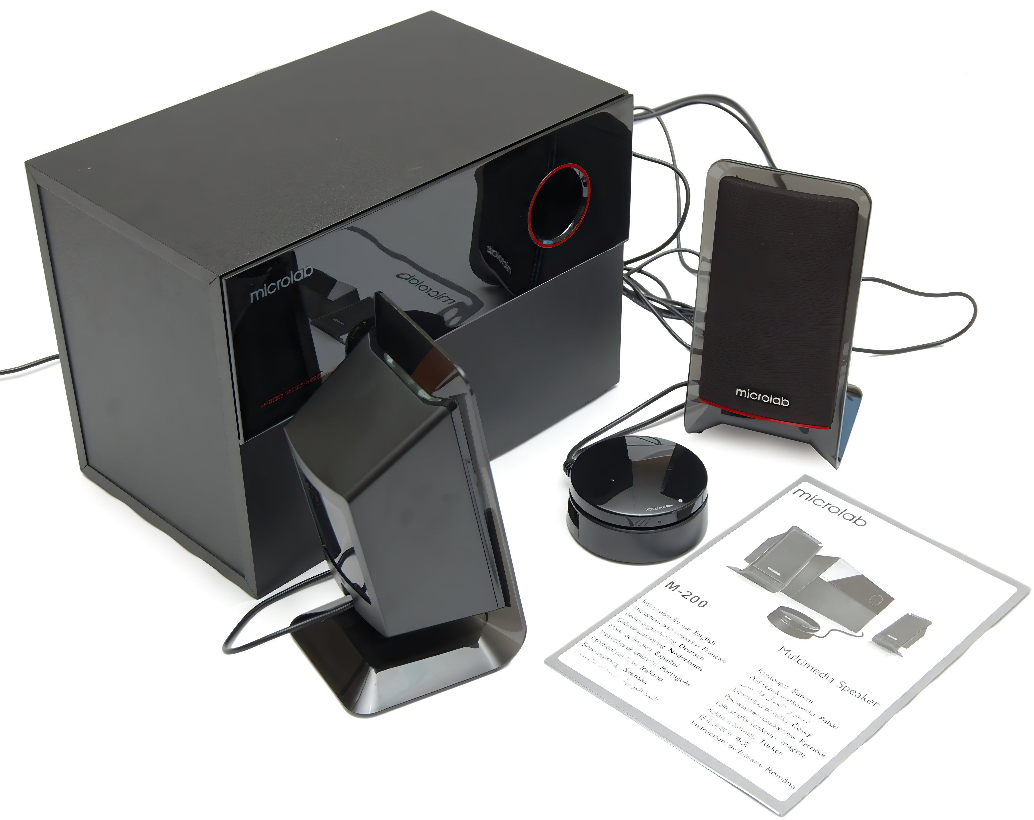 Microlab Акустична система M-200 2.1, 40W, mini-jack, чорний Microlab Акустична система M-200 2.1, 40W, mini-jack, чорний