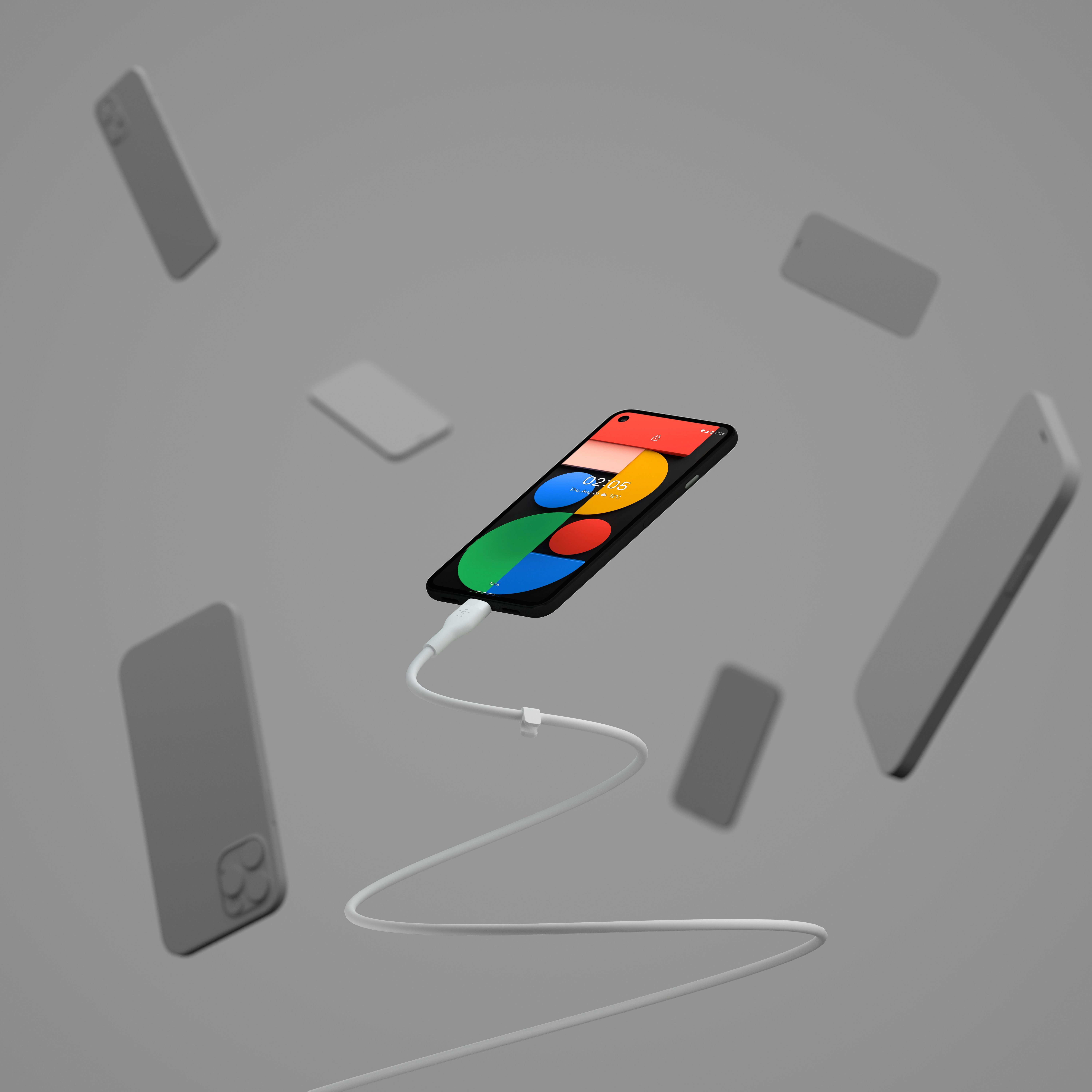 Belkin Кабель USB-A - USB-C силіконовий, з кліпсою, 2м, білий