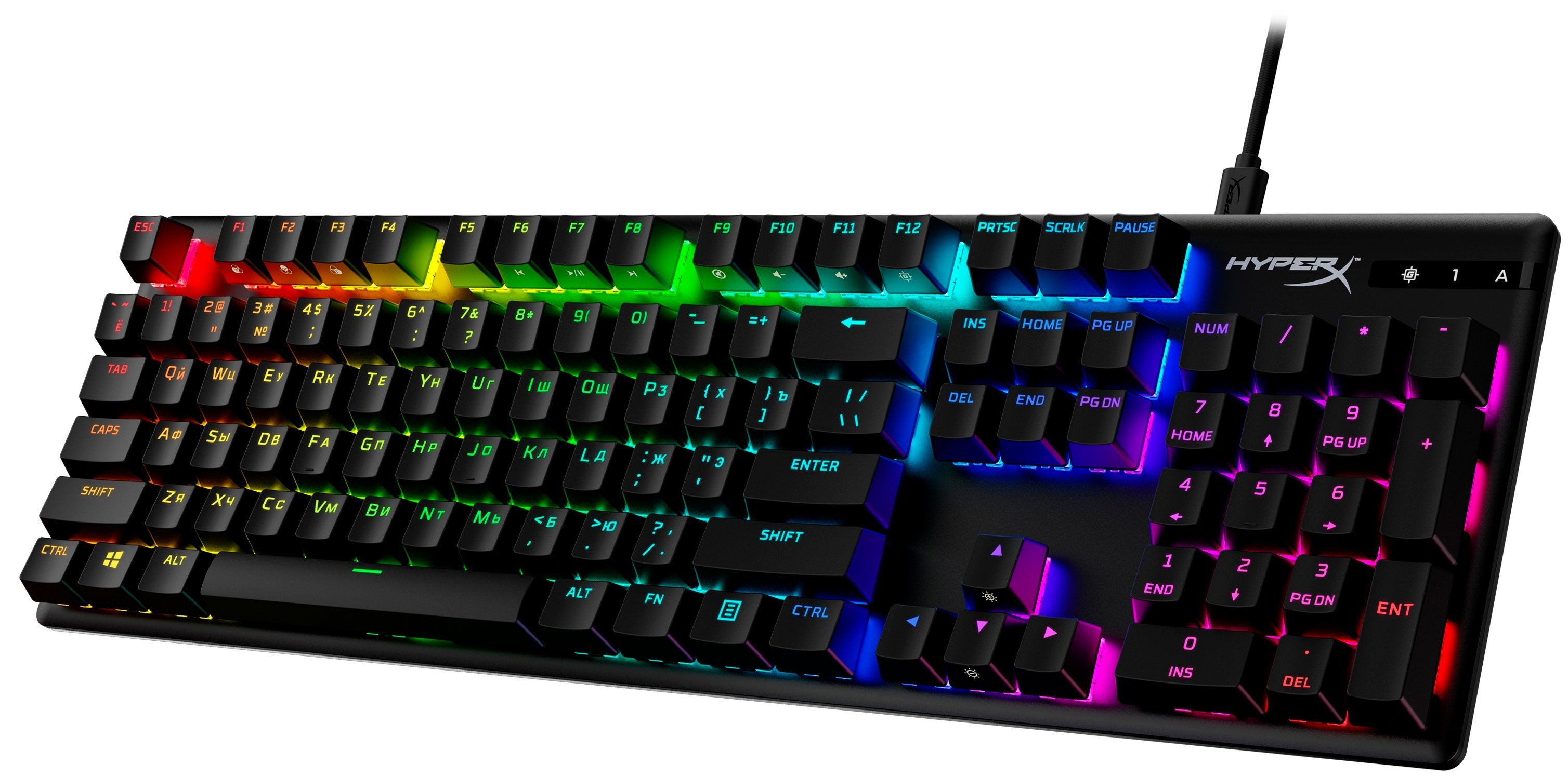 HyperX Клавіатура Alloy Origins Aqua USB RGB PBT ENG/RU, Black