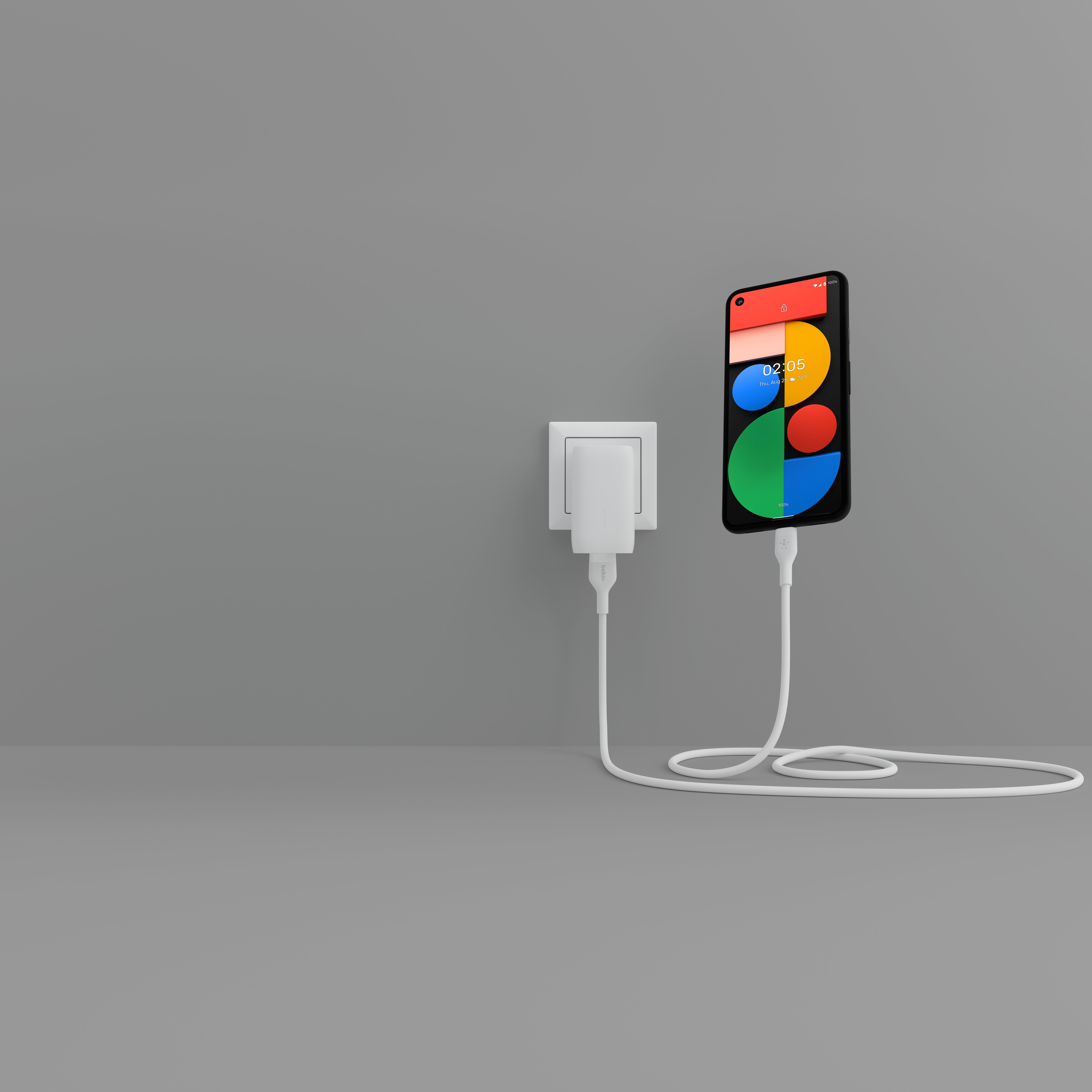 Belkin Кабель USB-A - USB-C силіконовий, з кліпсою, 2м, білий