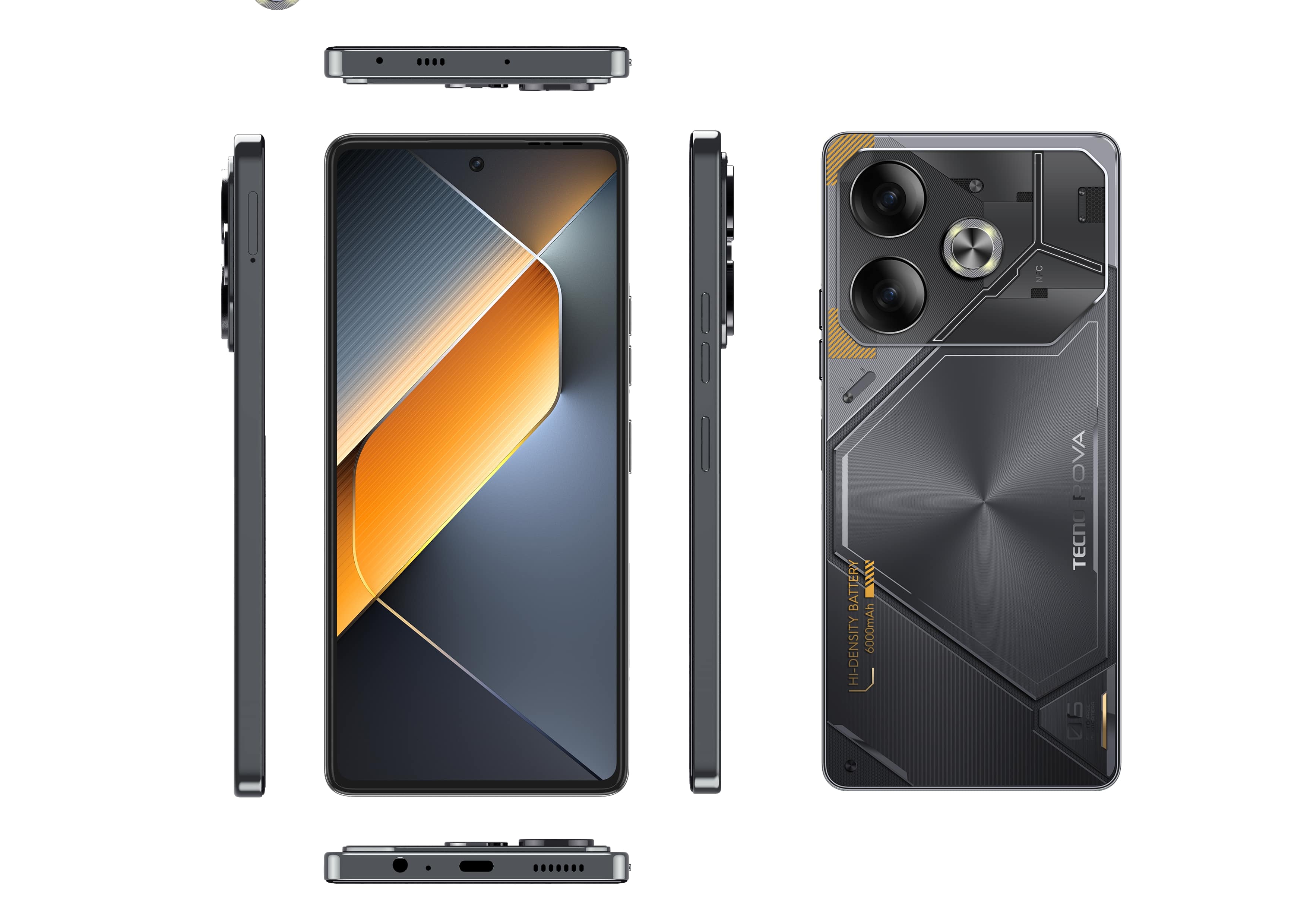 TECNO Смартфон POVA 6 (LI7) 6.78" 8/256ГБ, 2SIM, 6000мА • рік, Meteorite Grey
