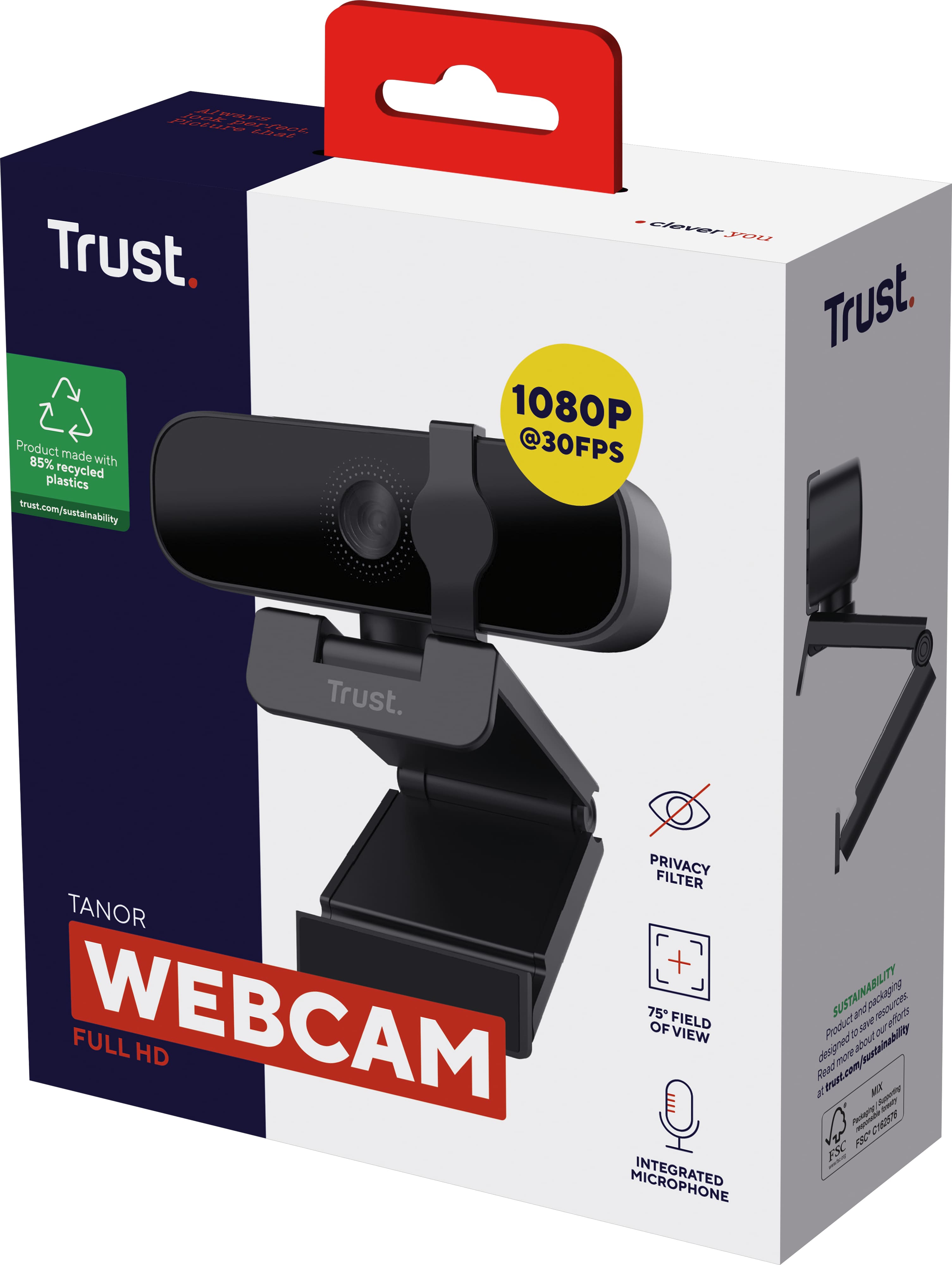 Trust Вебкамера Tanor,Full HD, 30 fps, fixed focus, чорний