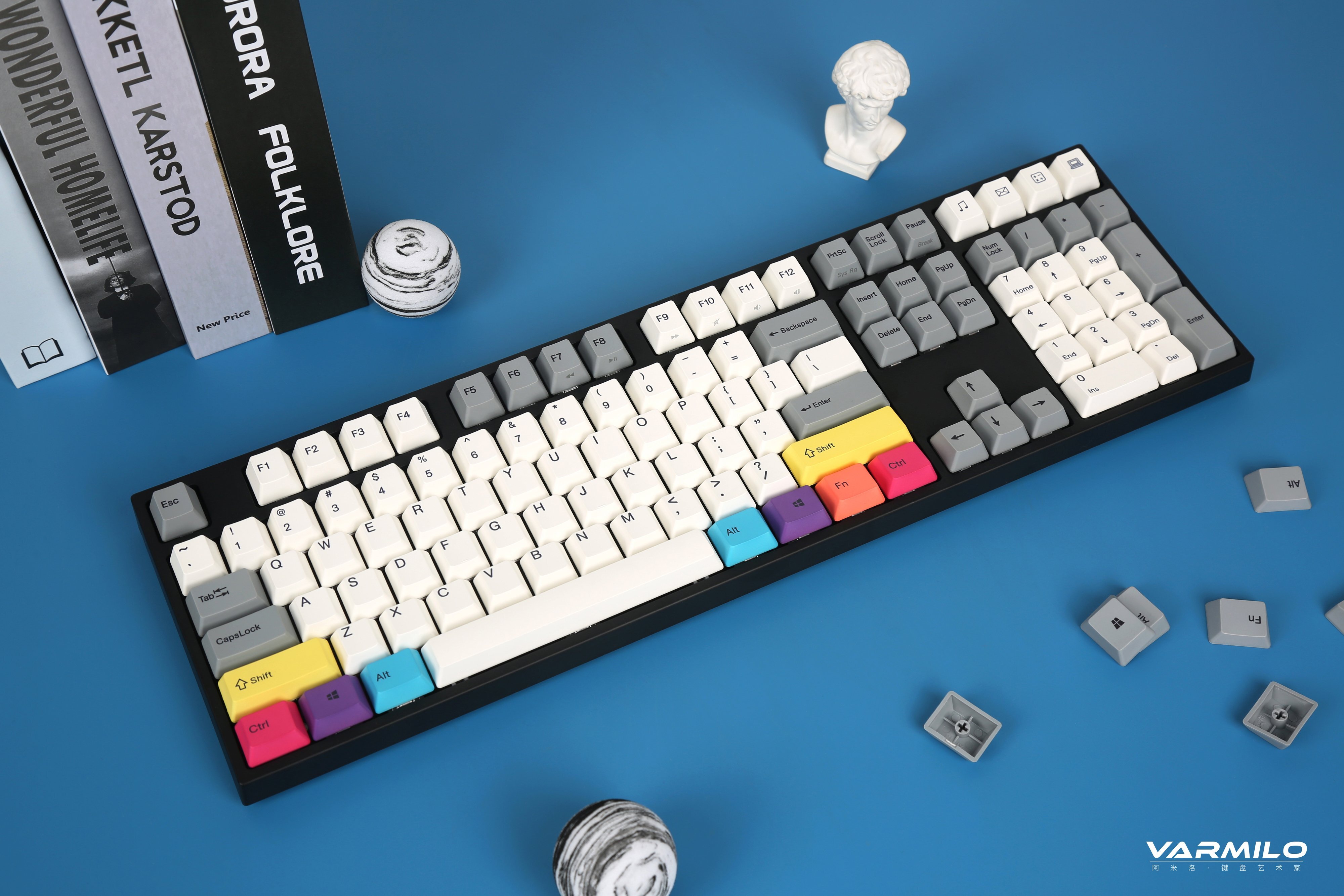 Varmilo Клавіатура механічна APT108 CMYK, K-Prestige Silent, WL/USB-A, White Led