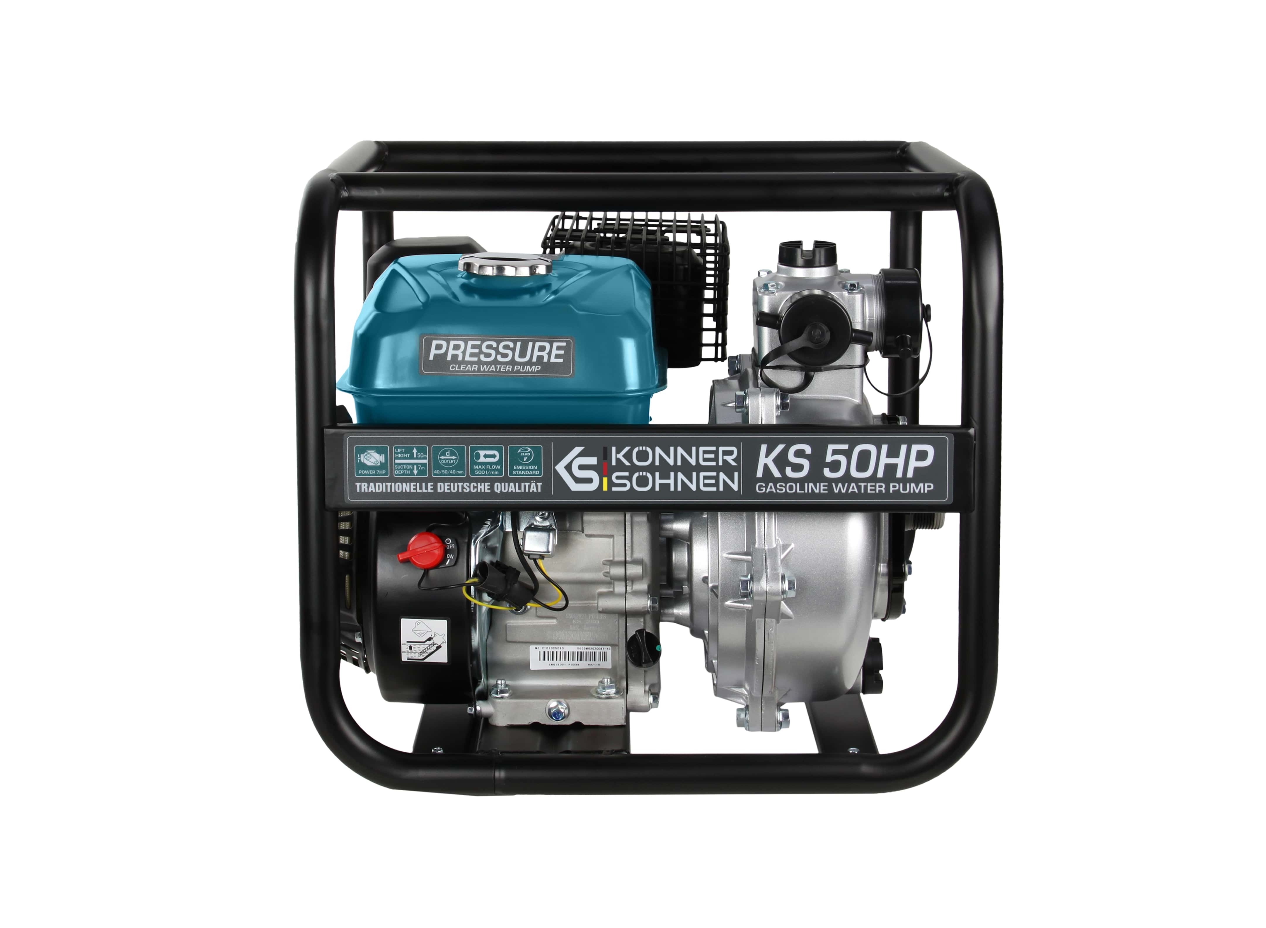 Könner & Söhnen Мотопомпа KS 50HP високонапірна, 7.0к.с, 500л/хв, 29кг Könner & Söhnen Мотопомпа KS 50HP високонапірна, 7.0к.с, 500л/хв, 29кг