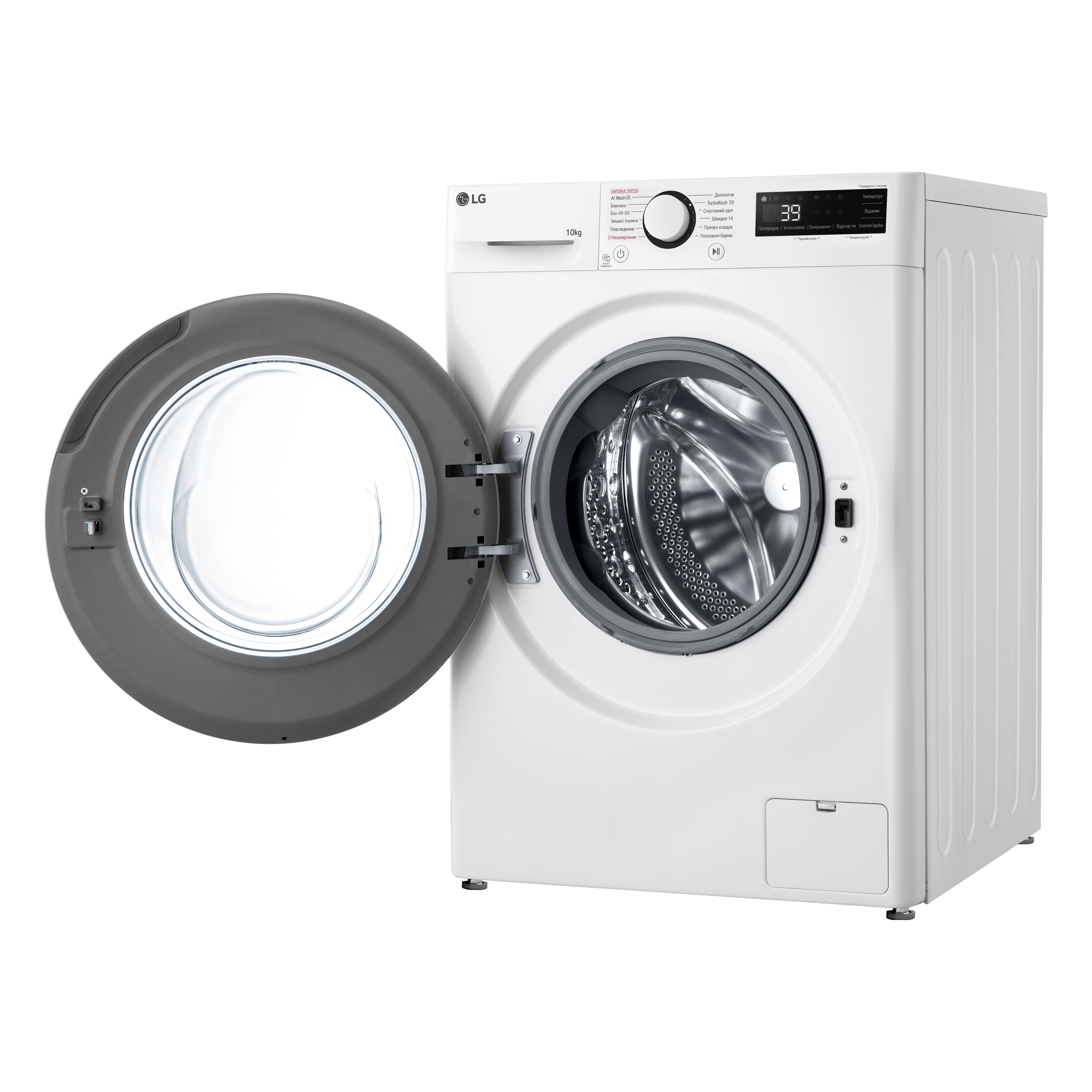 LG Пральна машина фронтальна, 10кг, 1400, A, 57см, дисплей, пара, інвертор, білий