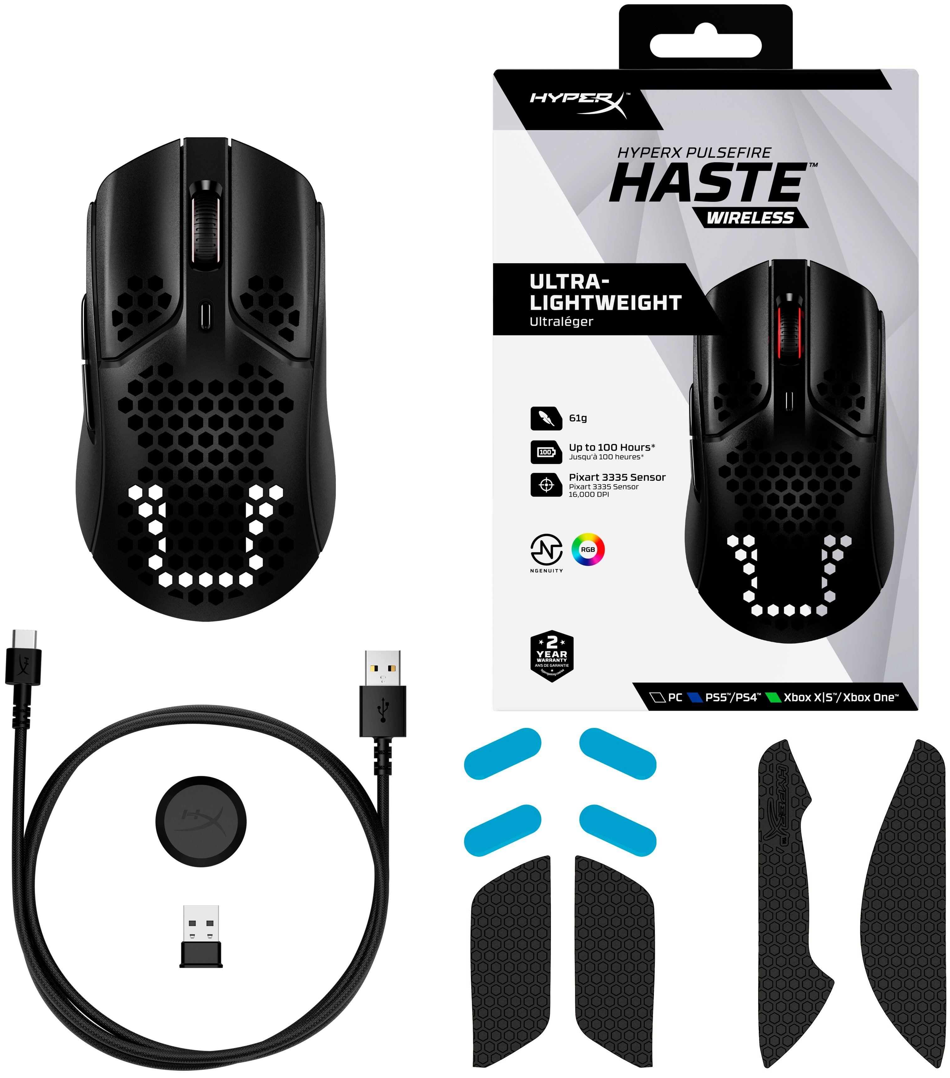 HyperX Миша Pulsefire Haste WL, Black