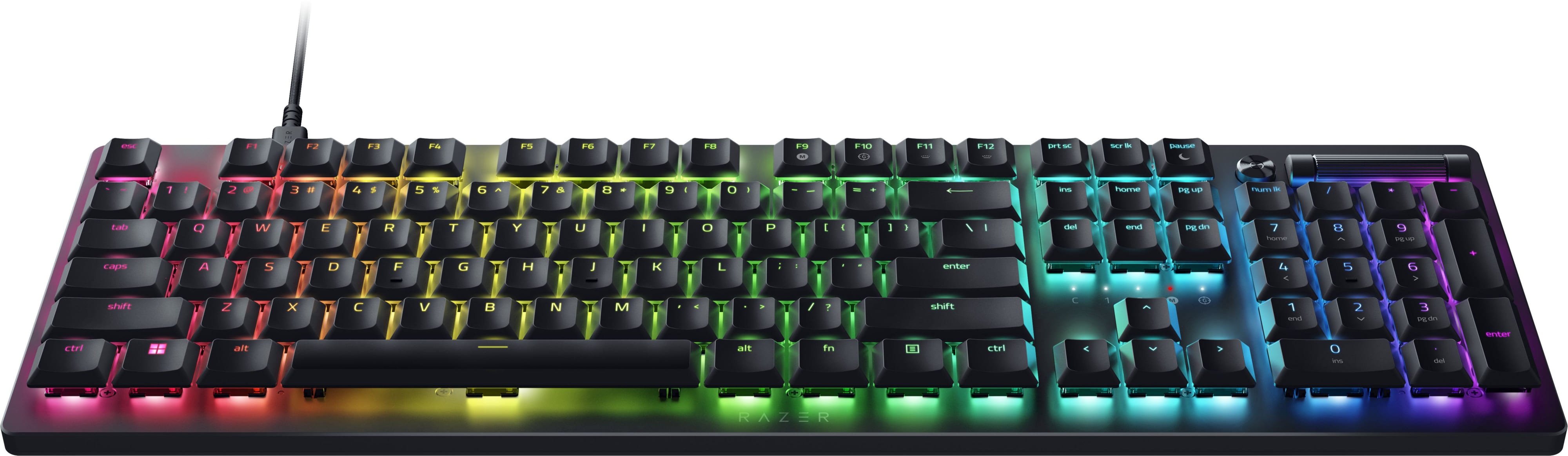 Razer Клавіатура механічна DeathStalker V2 105key, Red Switch, USB-A, EN/RU, RGB, чорний