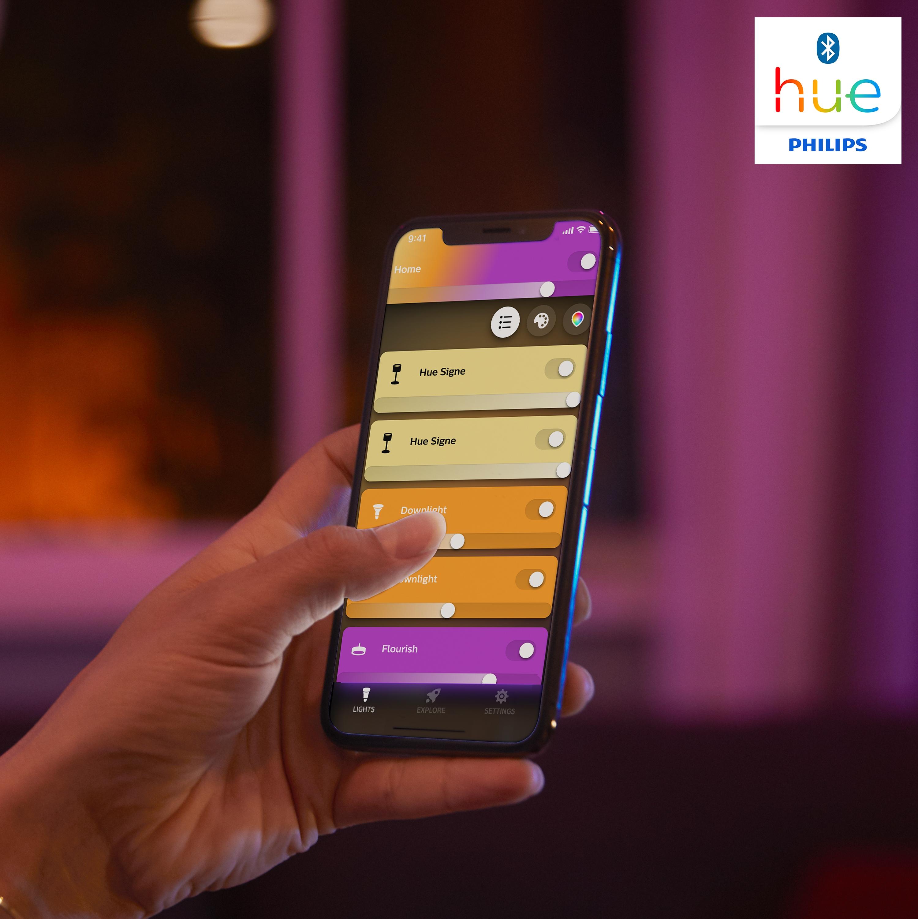 Philips Hue Настільний світильник розумний Iris, 2000K-6500K, RGB, ZigBee, Bluetooth, димування, білий