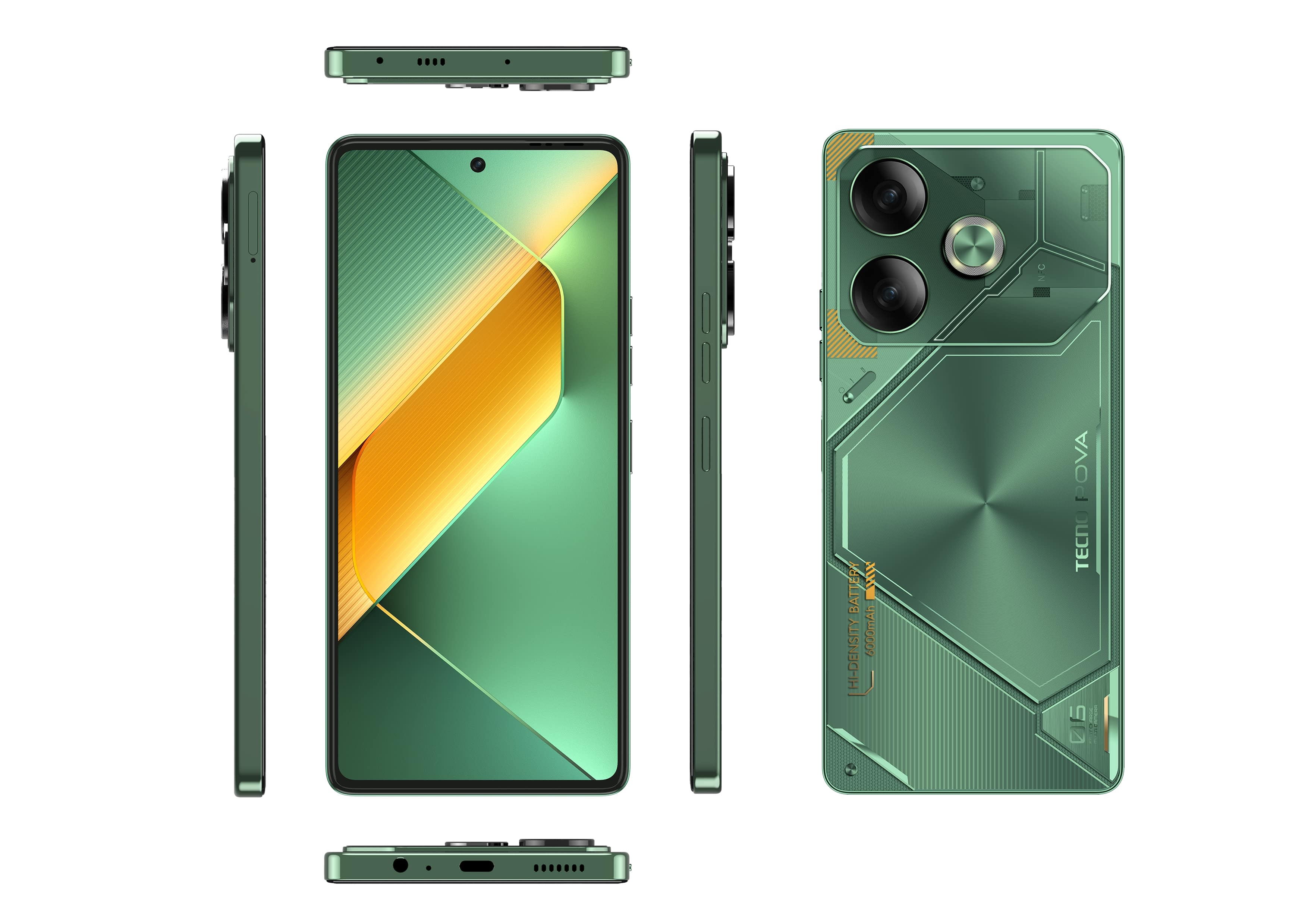 TECNO Смартфон POVA 6 (LI7) 6.78" 8/256ГБ, 2SIM, 6000мА • рік, Comet Green