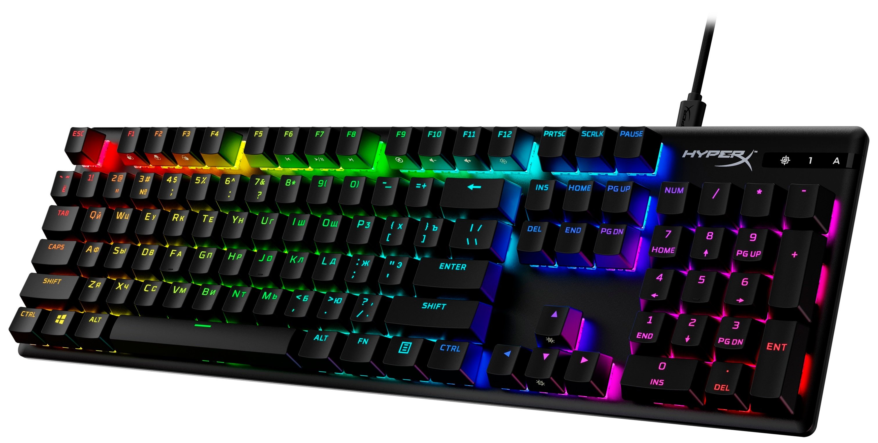 HyperX Клавіатура Alloy Origins Red USB RGB PBT ENG/RU, Black