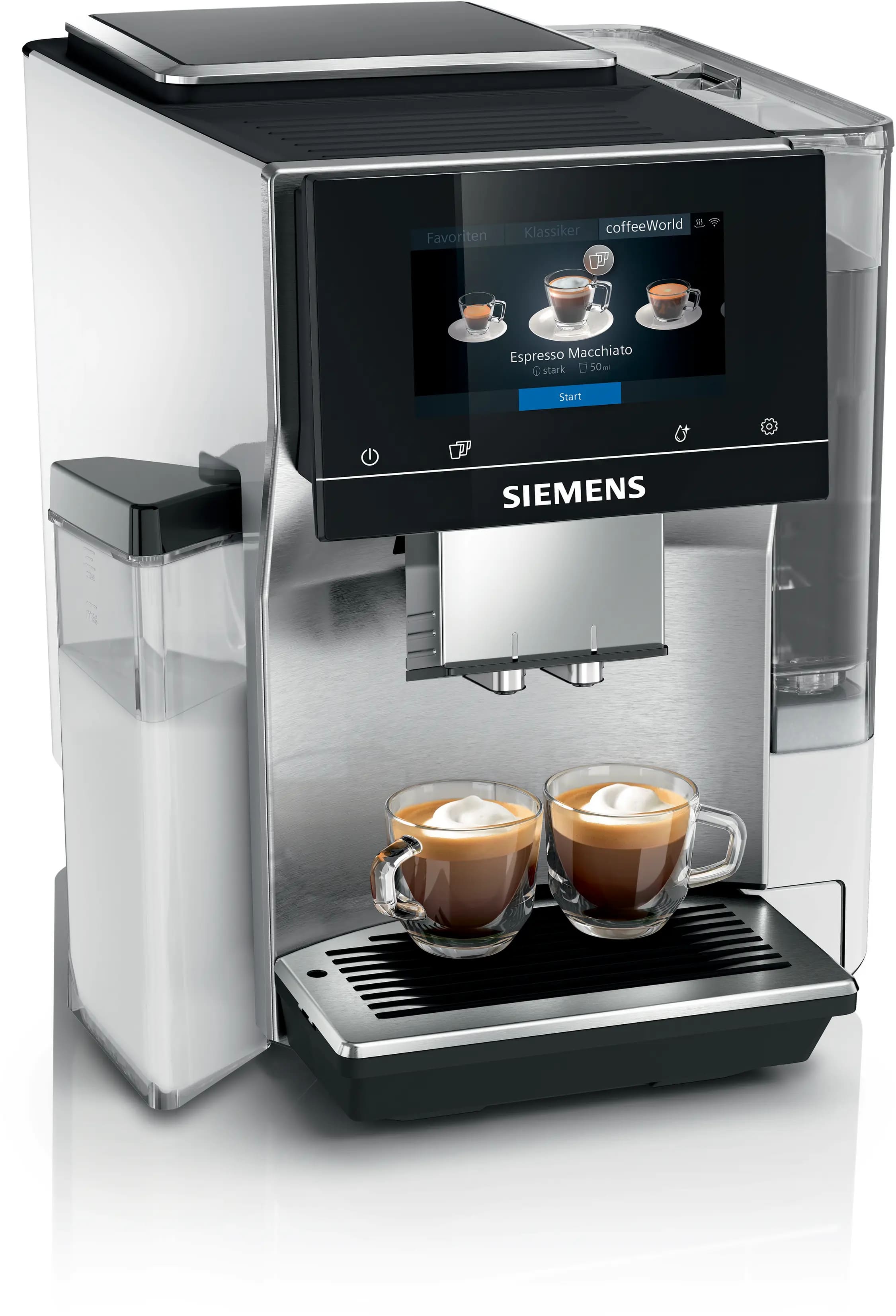 Siemens Кавомашина Siemens 2.4л, зерно + мелена, автомат.капучинатор, LED - дисплей, авторецептів - 20, чорно - срібний