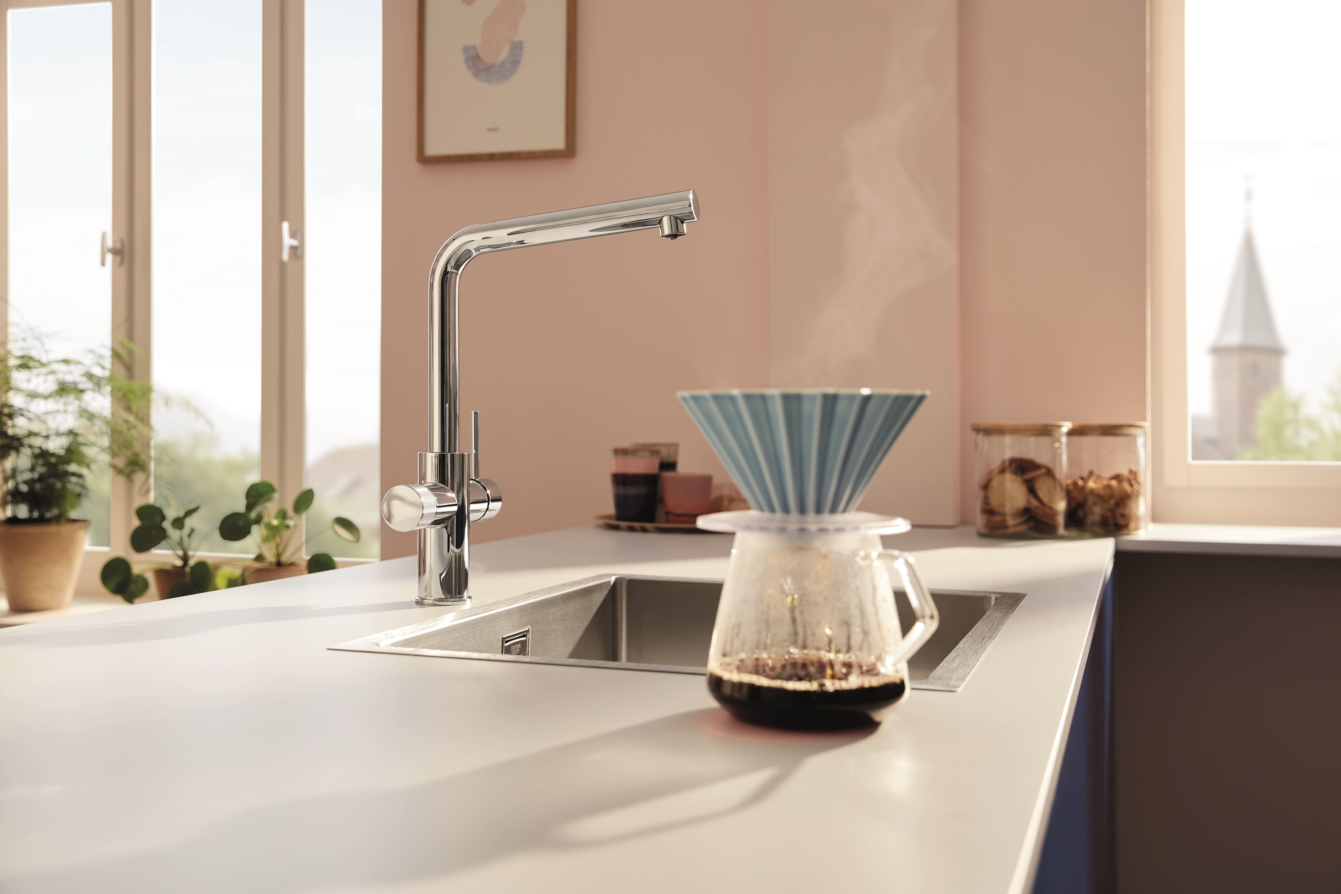 Grohe Змішувач для кухні Blu Pure Minta, довж.виливу - 221мм, поворотний, 2в1, хром
