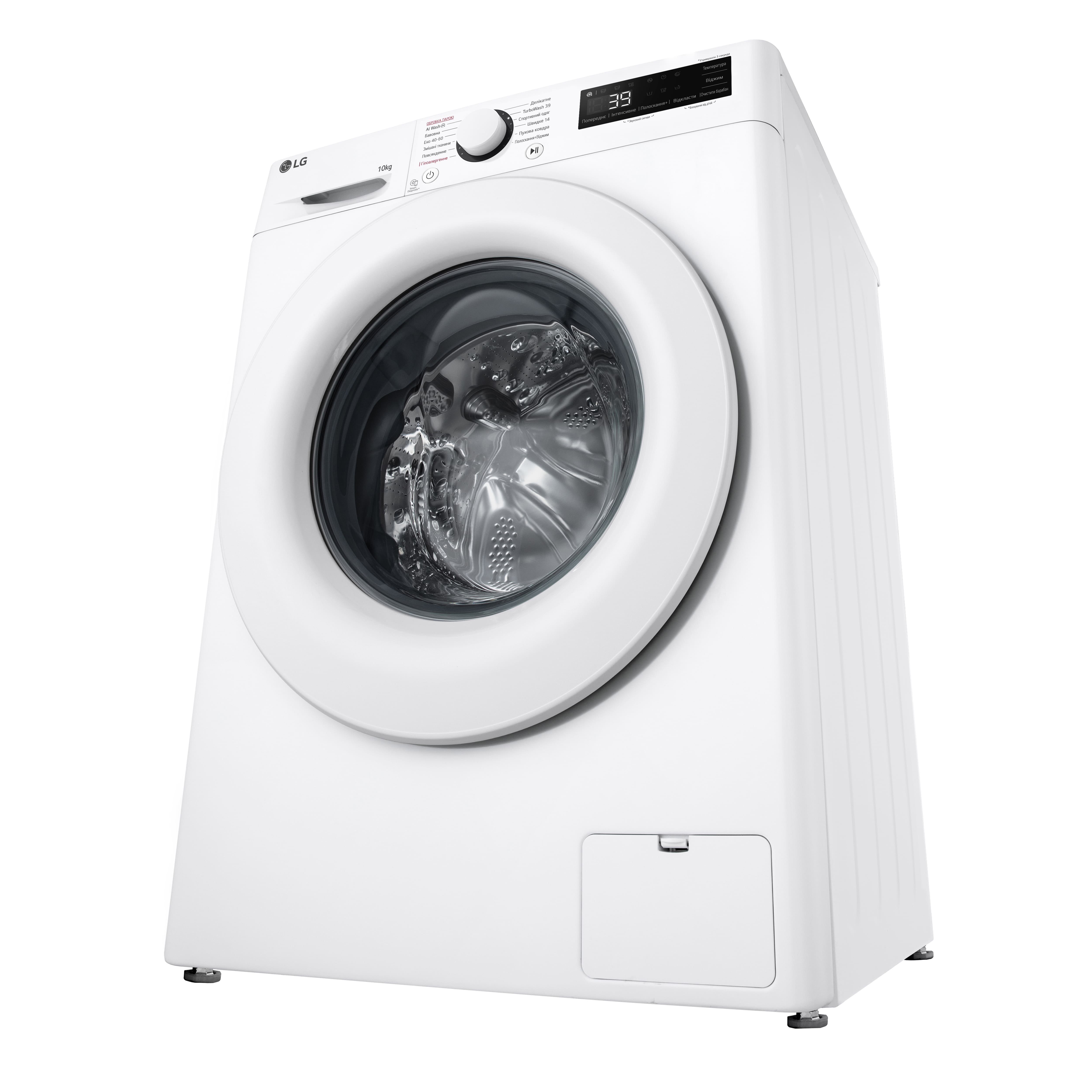LG Пральна машина фронтальна, 10кг, 1400, A, 57см, дисплей, пара, інвертор, білий