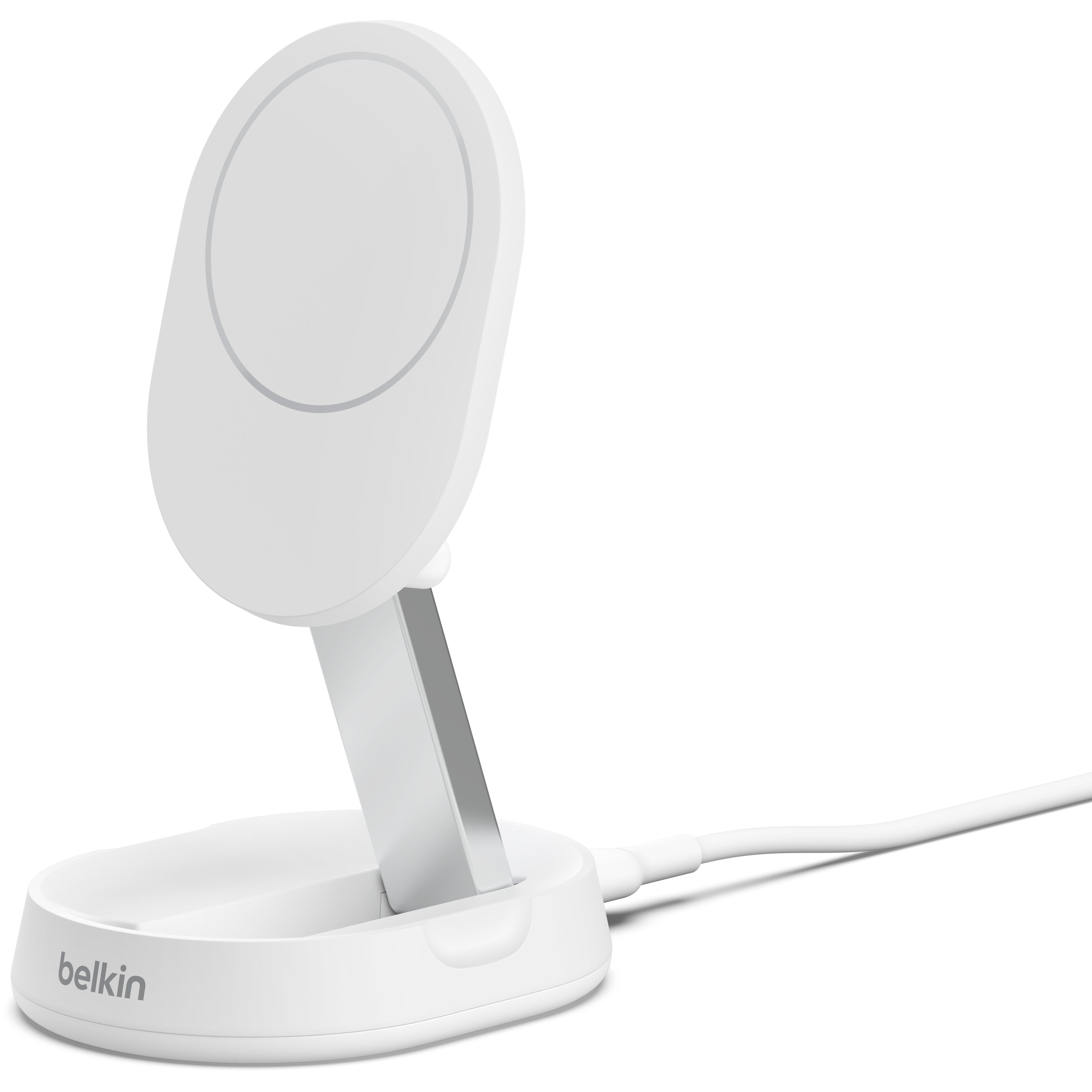 Belkin Зарядний пристрій бездротовий 15Вт Magnetic Stand Qi2, адаптер 20Вт USB-C, білий
