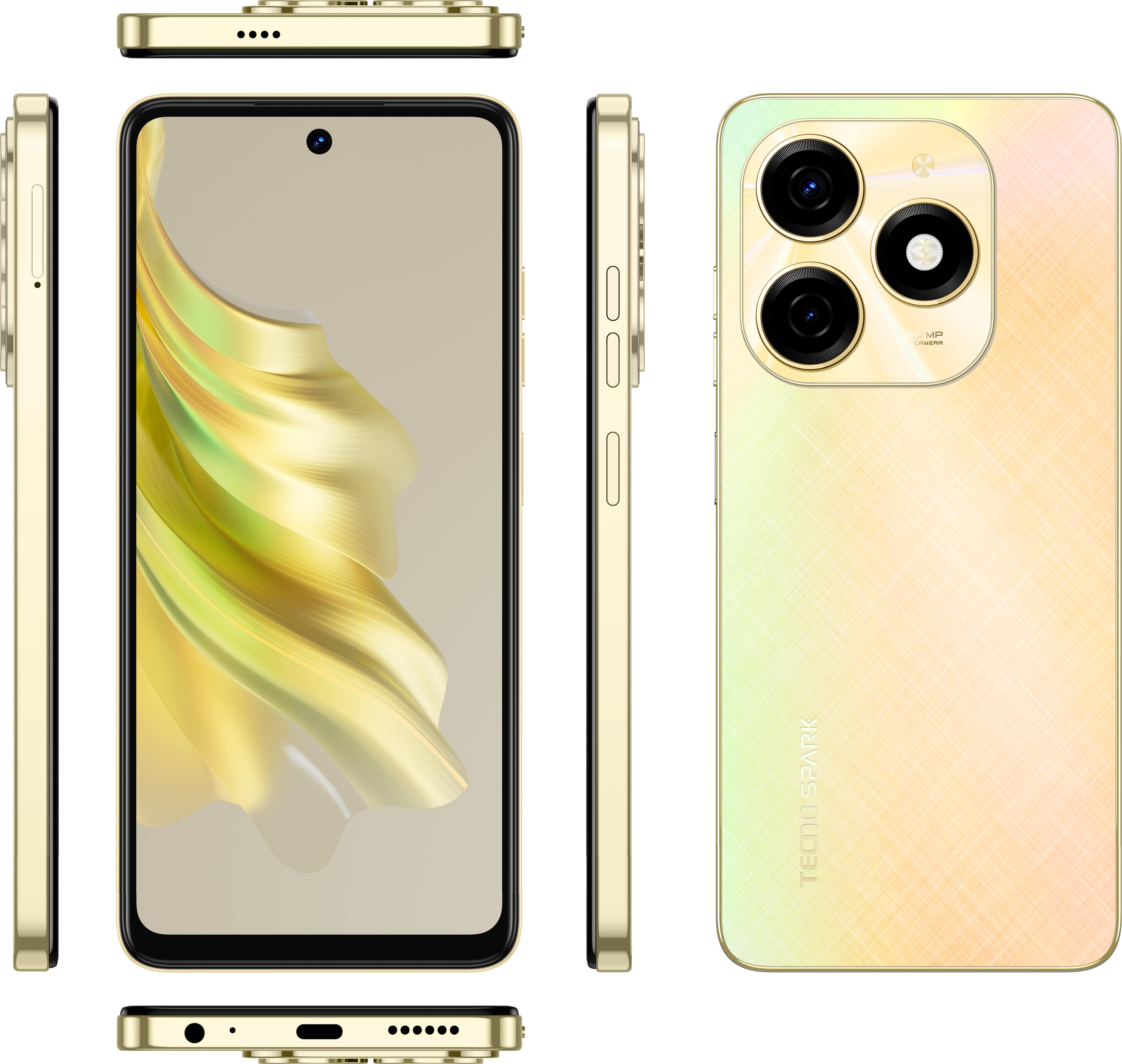 TECNO Смартфон Spark 20 (KJ5n) 6.56" 8/256ГБ, 2SIM, 5000мА•год, Neon Gold