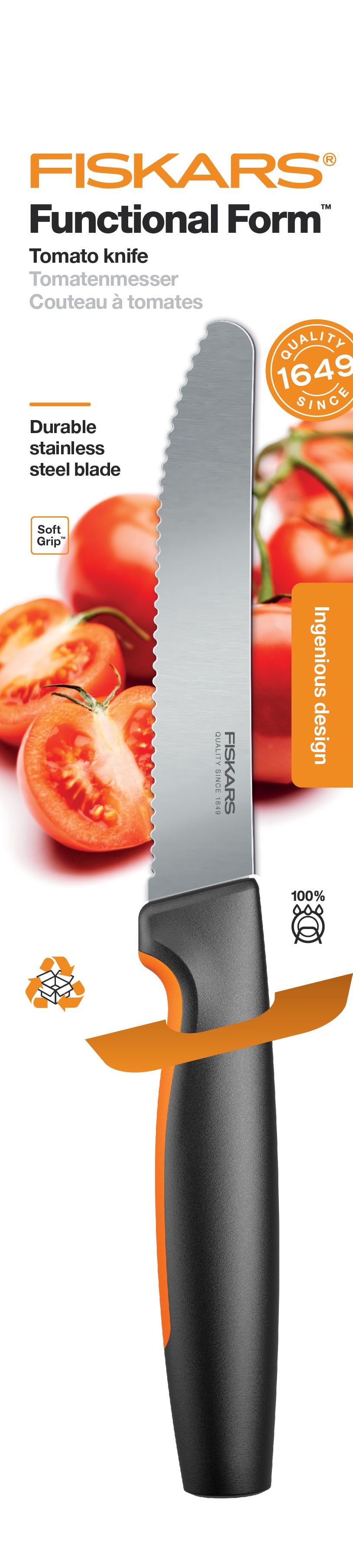Fiskars Кухонний ніж для томатів Functional Form, 11.3 см